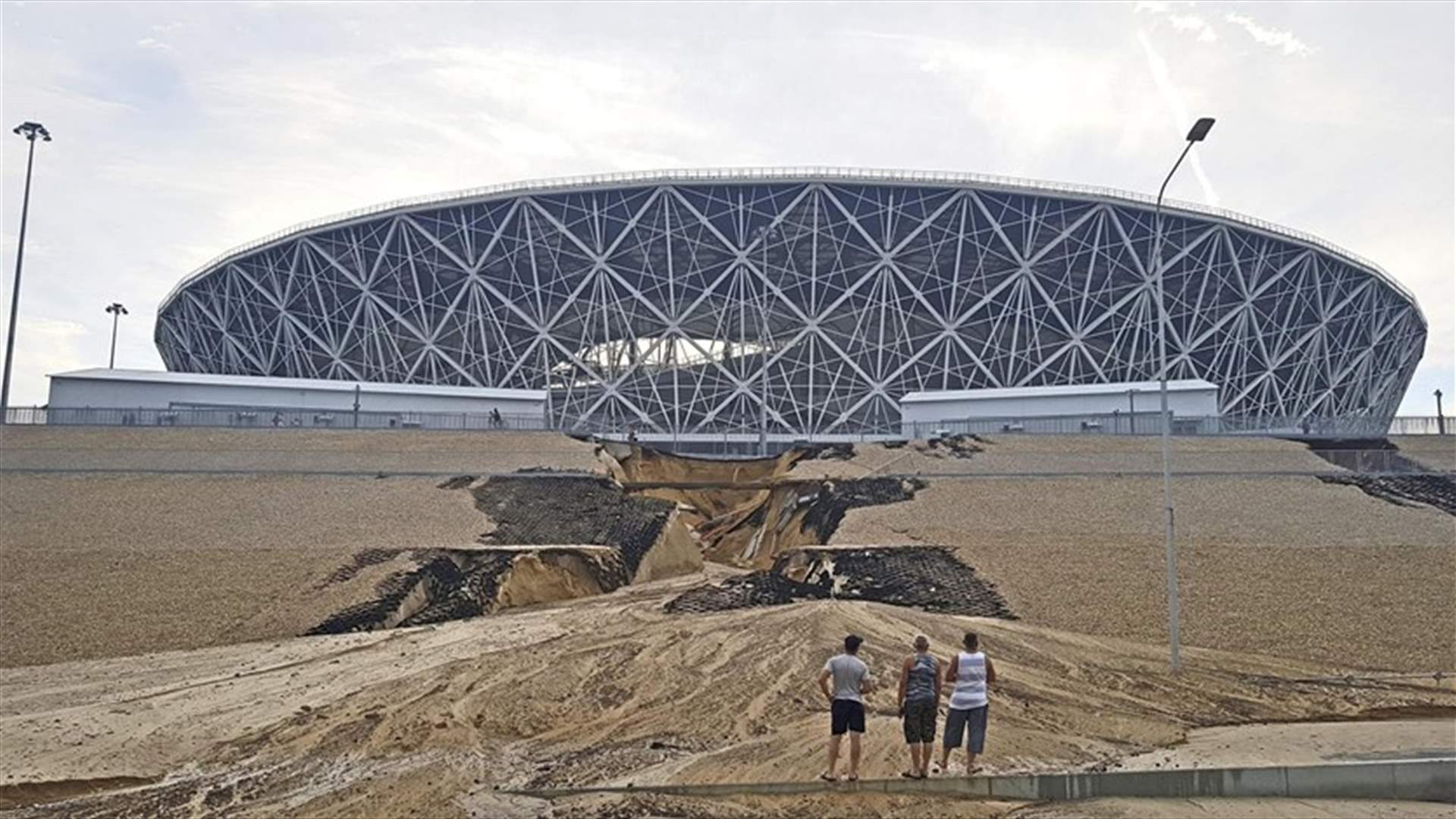 Heavy rain damages Russian World Cup stadium on final day