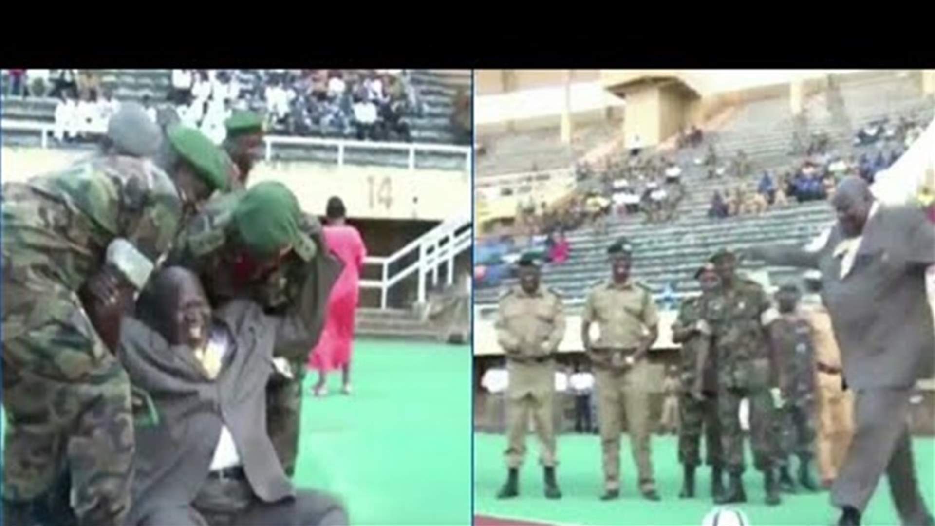 لحظة سقوط نائب رئيس الحكومة الأوغندية بسبب كرة قدم (فيديو)