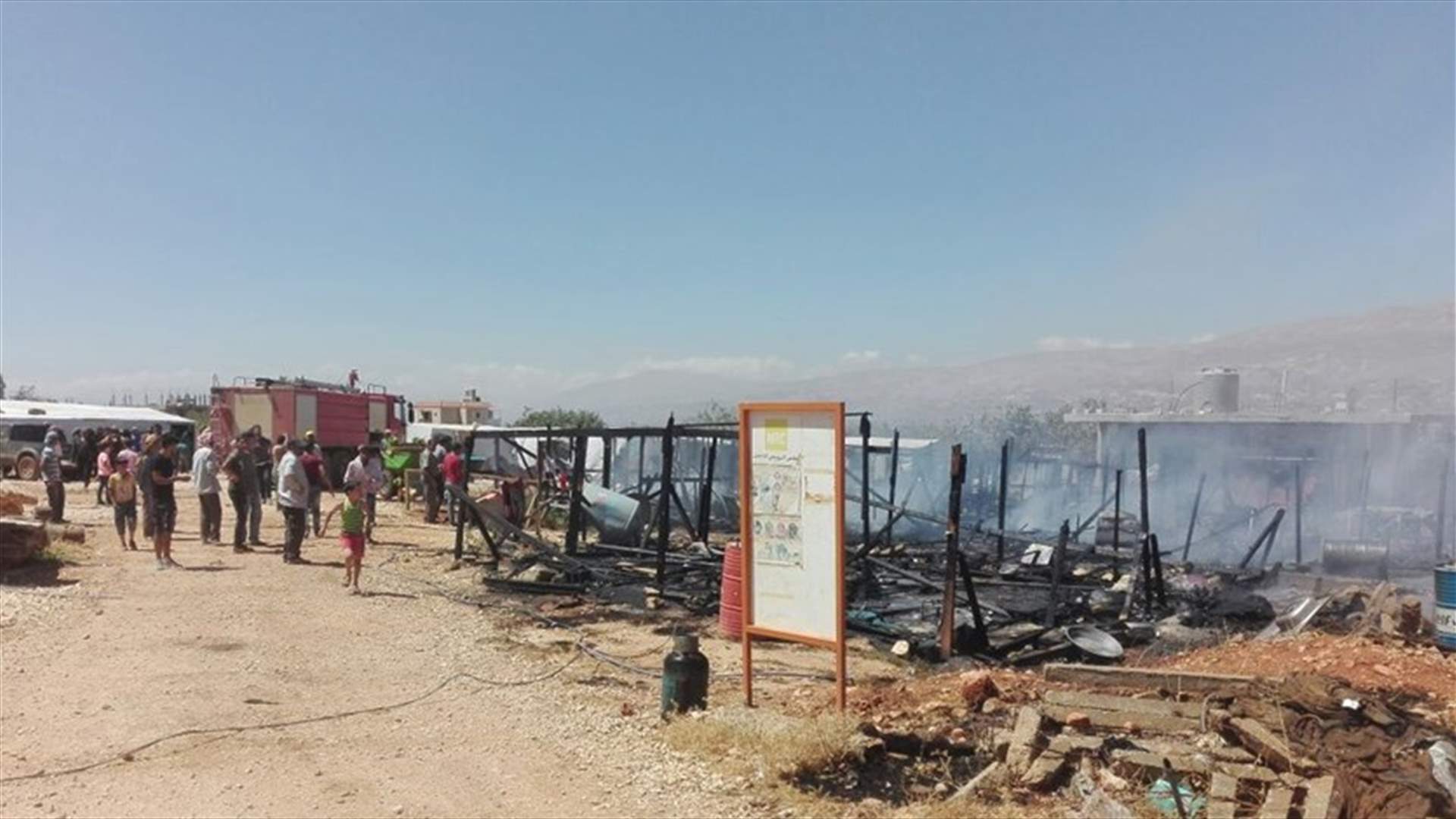 احتراق 5 خيم للنازحين في سهل سرعين التحتا