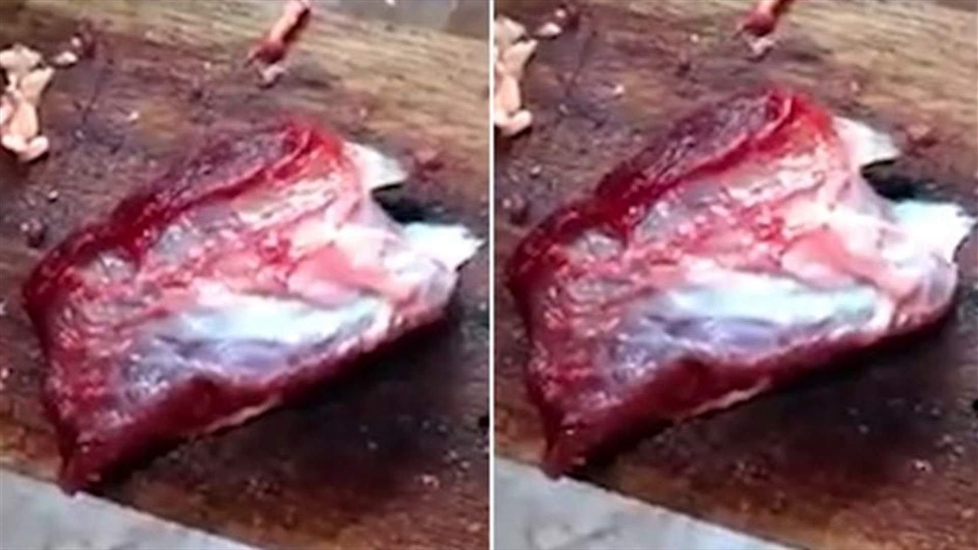 قطعة من اللحم "تنبض" على لوح التقطيع... وتثير الغموض والذعر