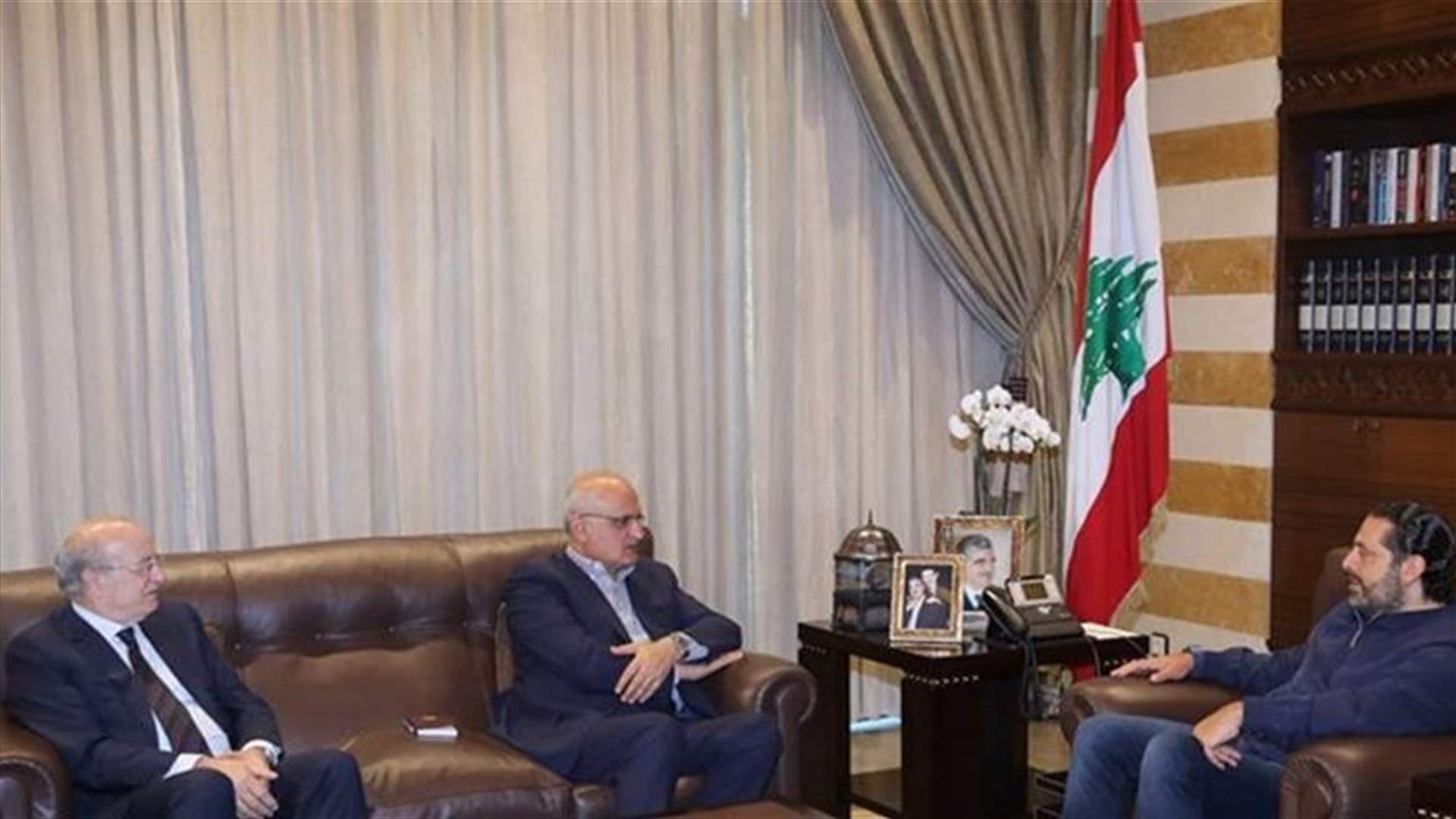 Hariri meets with ministers Hassan Khalil, al-Sarraf and Hamadeh