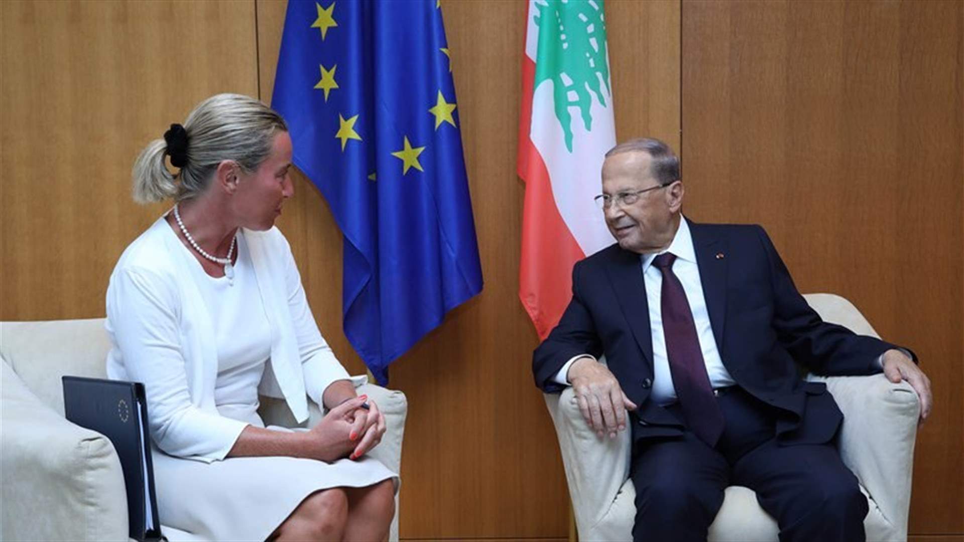 Mogherini meets with Aoun, reveals meeting to be held in New York on refugees’ return