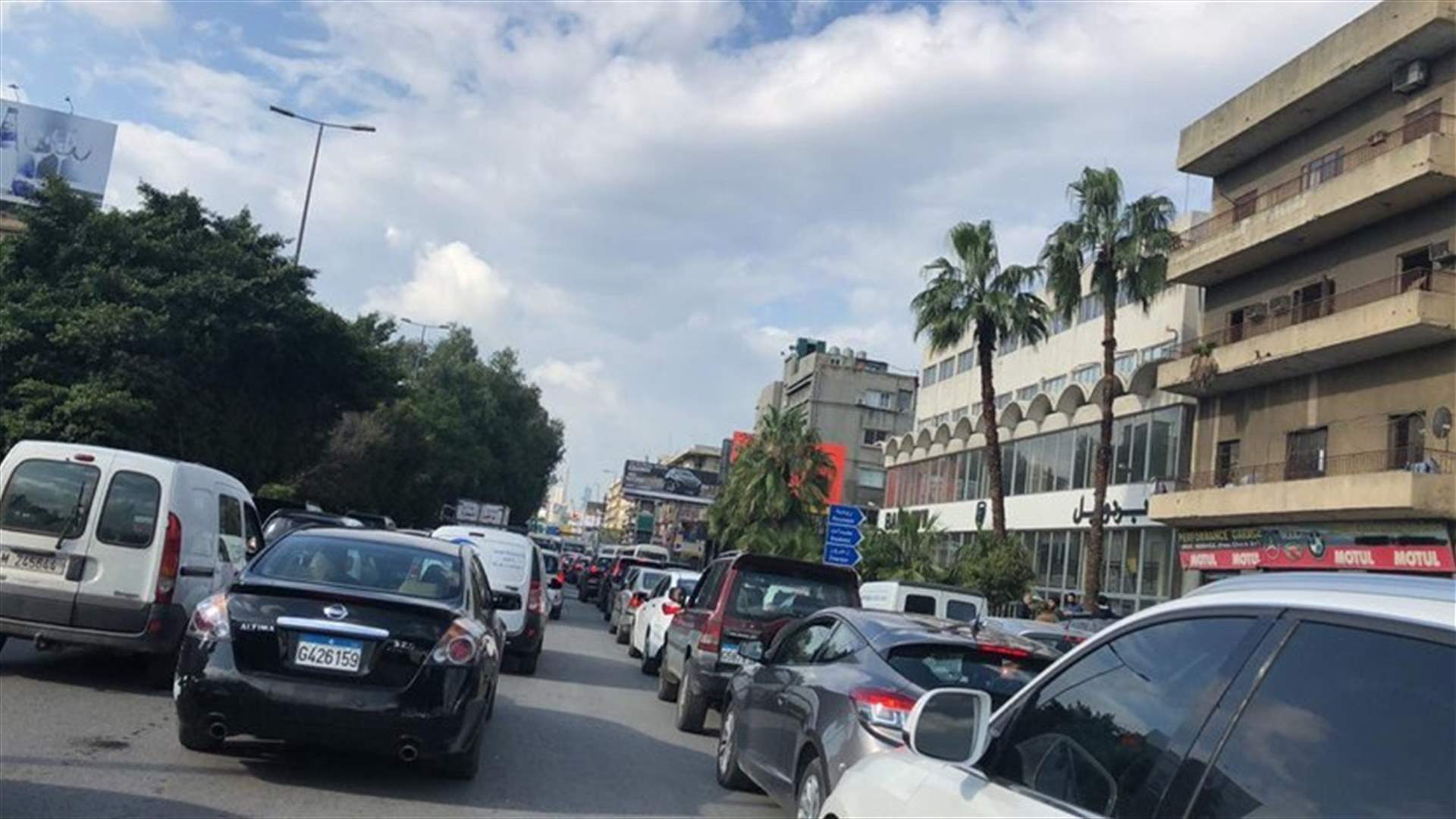 Commuters get stuck in their vehicles after closing roads in Beirut