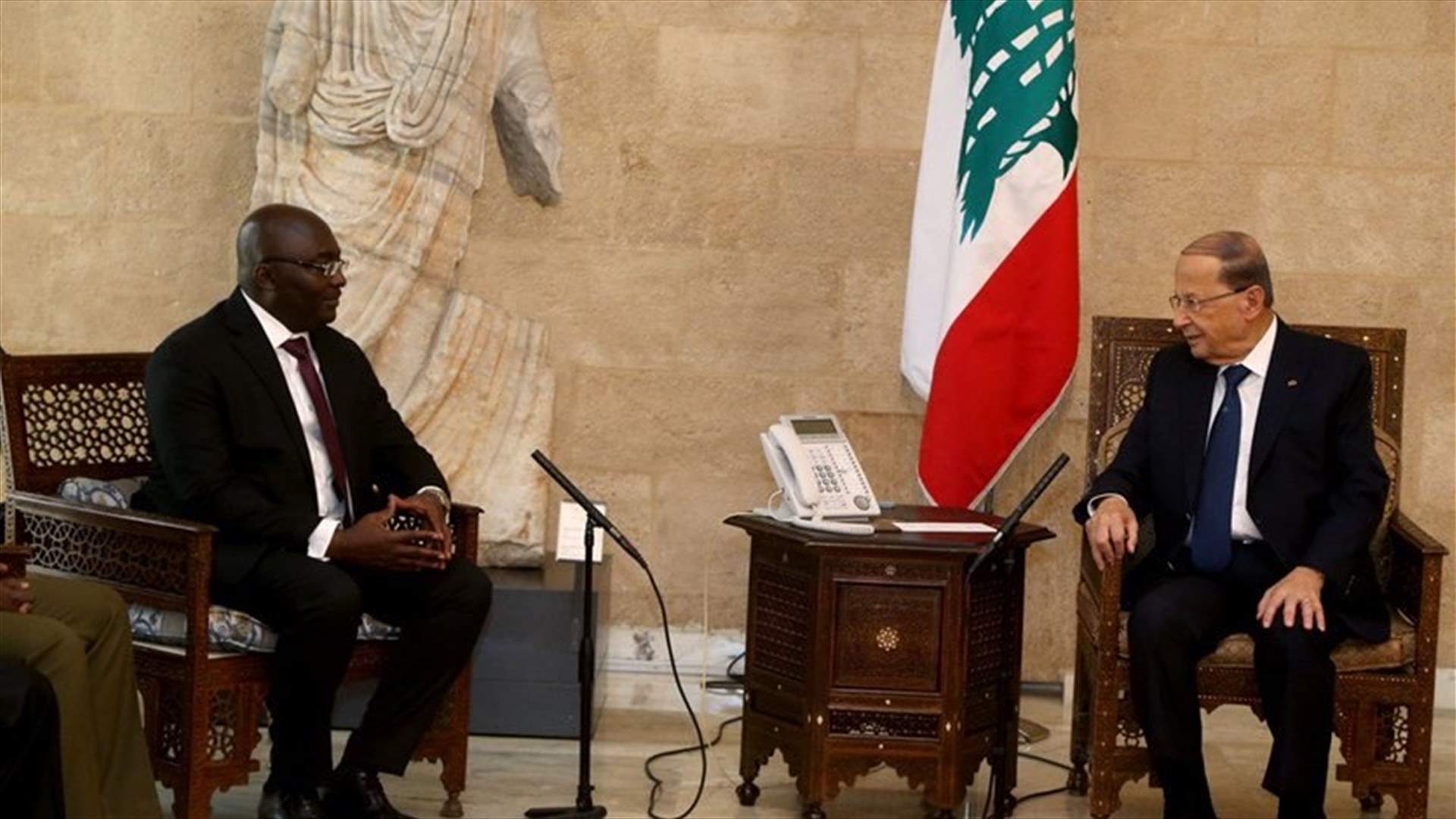 President Aoun receives Ghana Vice President, discusses bilateral ties