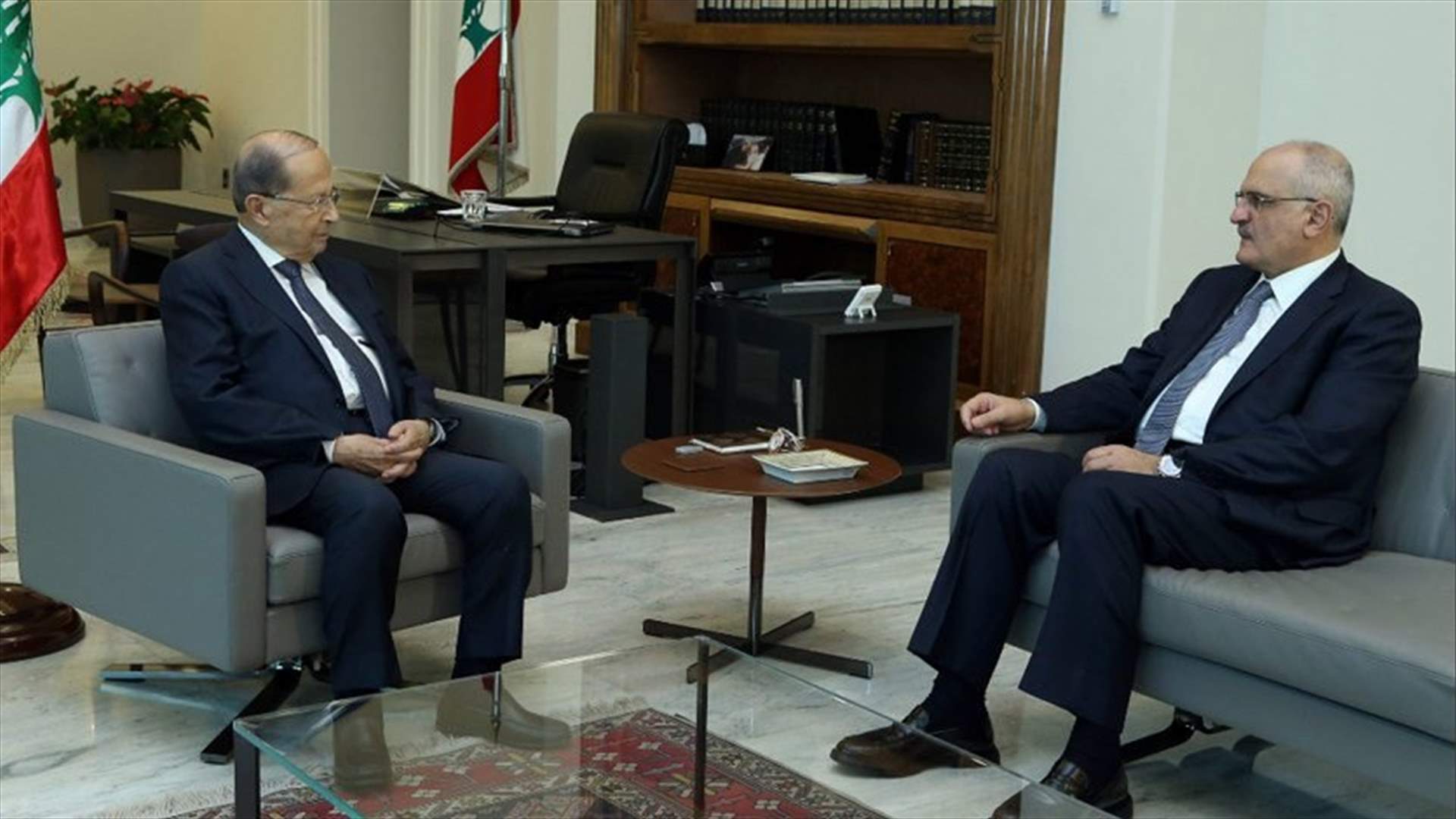 President Aoun meets with Minister Hassan Khalil in Baabda