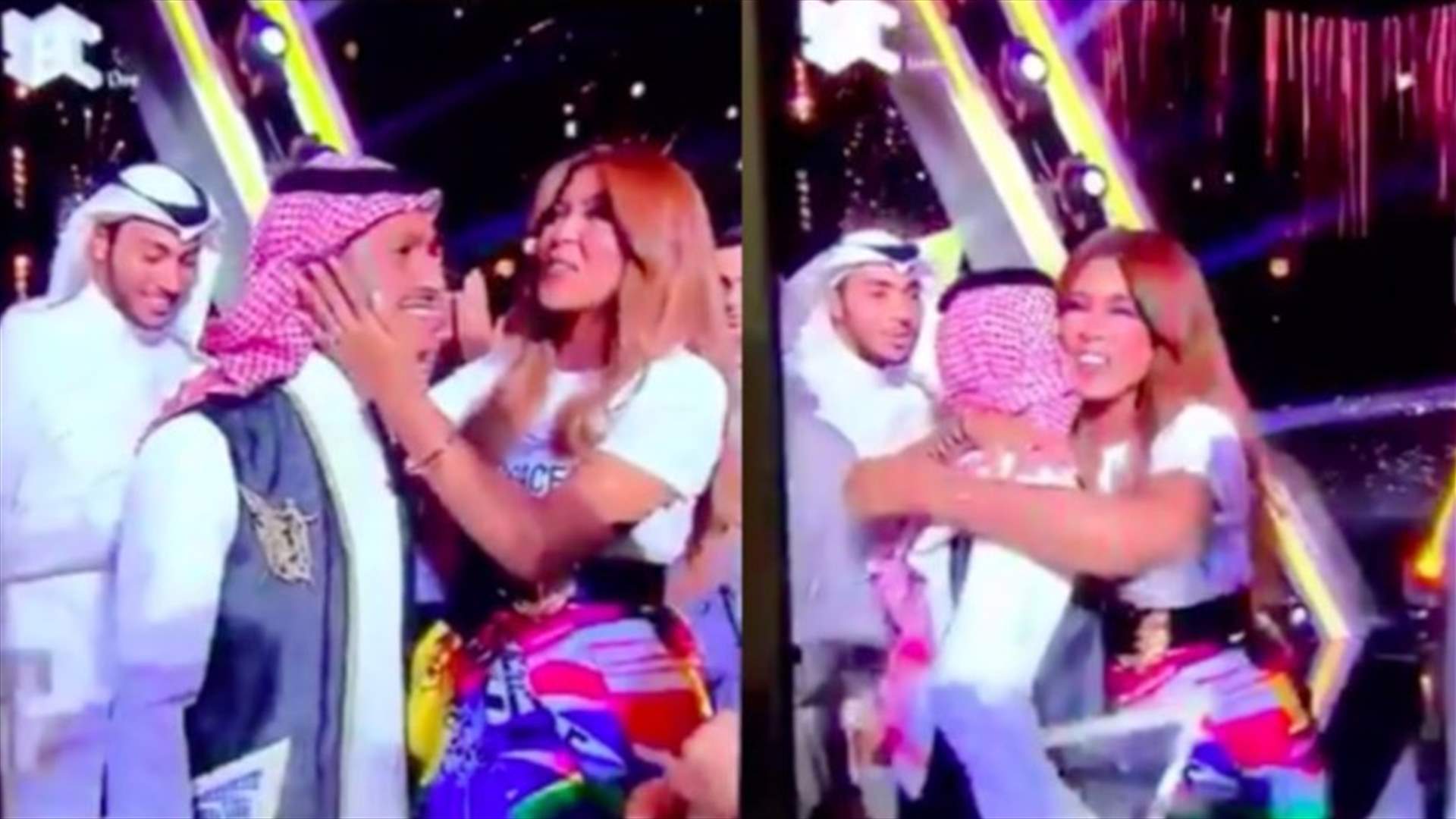 هجوم عنيف على الفنانة وعد بسبب احتضانها الفائز بلقب "نجم السعودية" (فيديو)