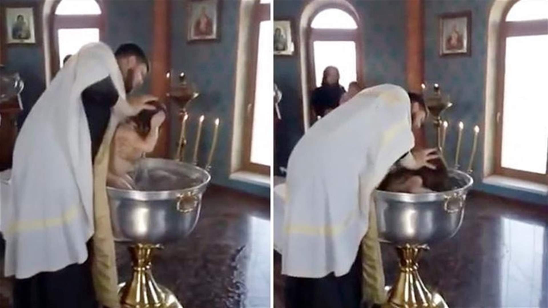 كاهن روسي يُعمّد طفلة بطريقة عنيفة... &quot;لإخراج الشيطان منها&quot; (فيديو)