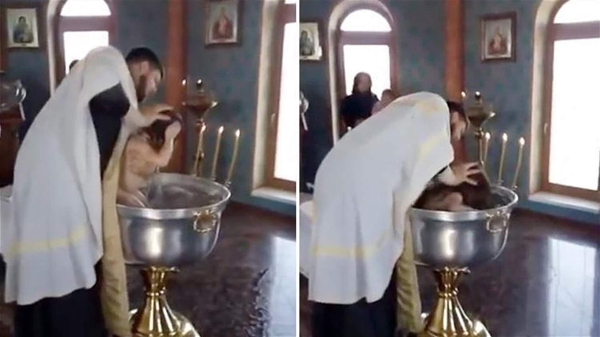 كاهن روسي يُعمّد طفلة بطريقة عنيفة... "لإخراج الشيطان منها" (فيديو)
