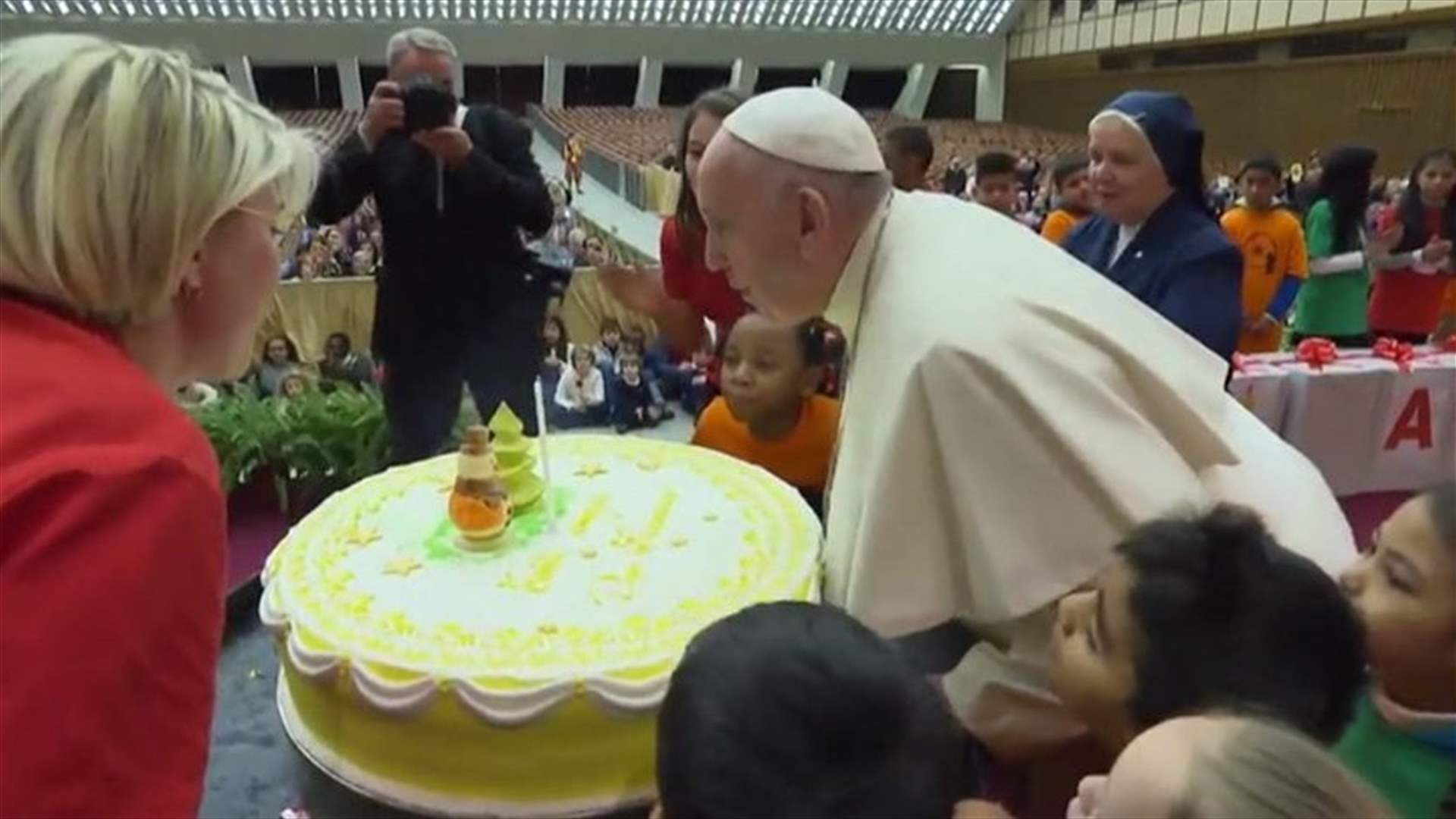 Pope celebrates birthday a day early with sick children