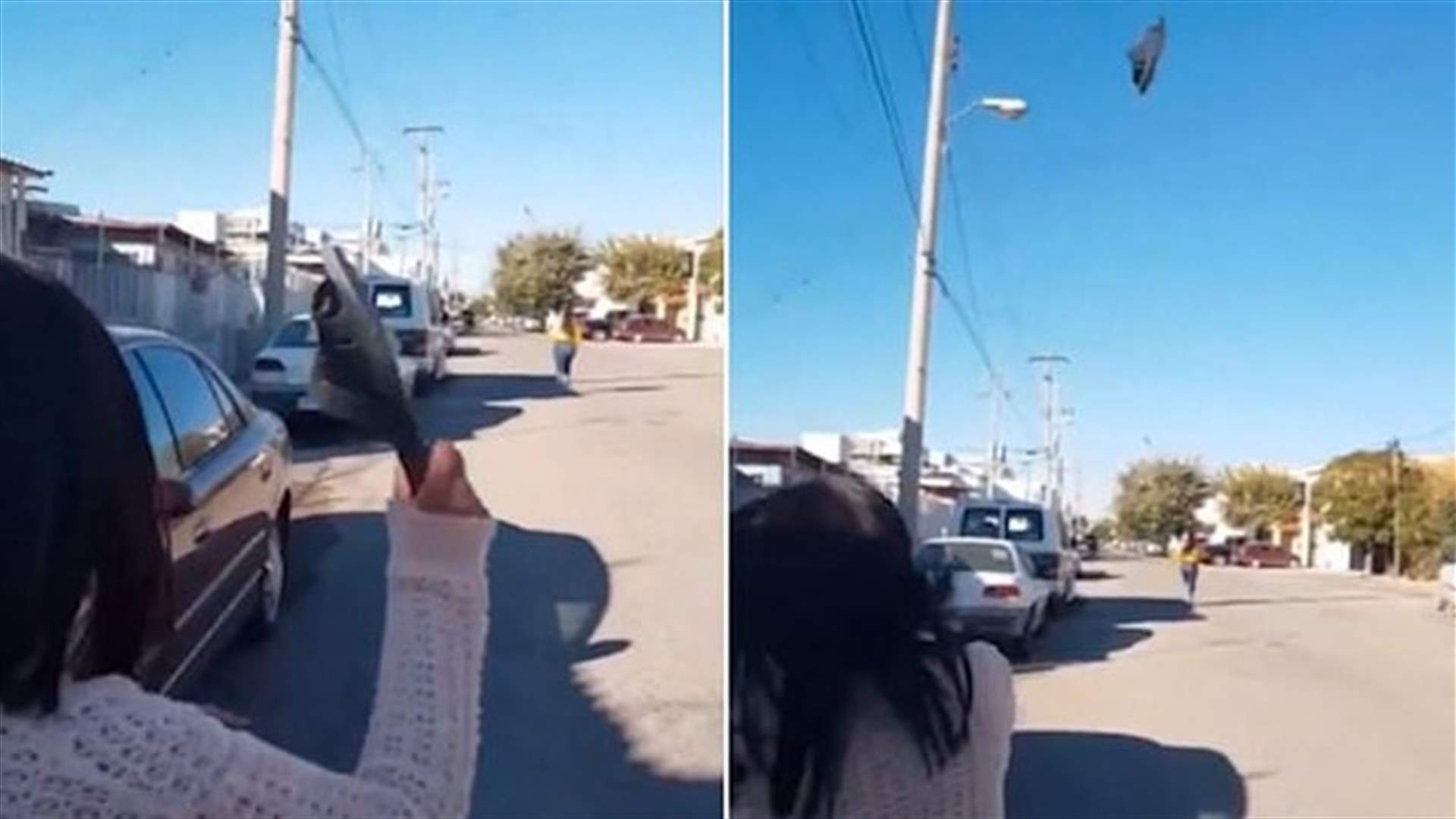 سيدة تسجّل "هدفاً نارياً"... أصابت ابنتها بالشبشب من مسافة 30 متراً! (فيديو)