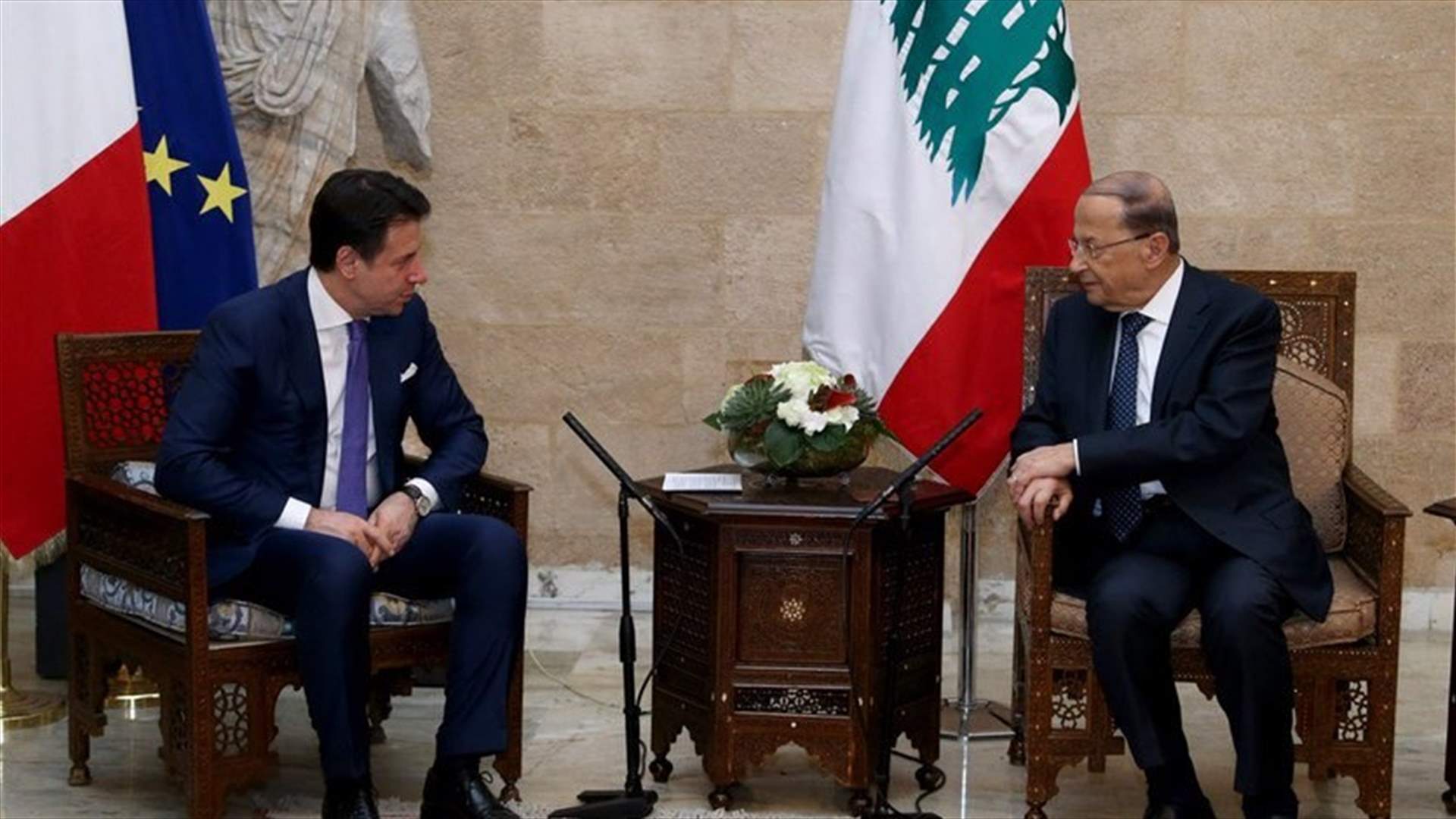 President Aoun meets with Italian PM: New cabinet will work to overcome economic crisis