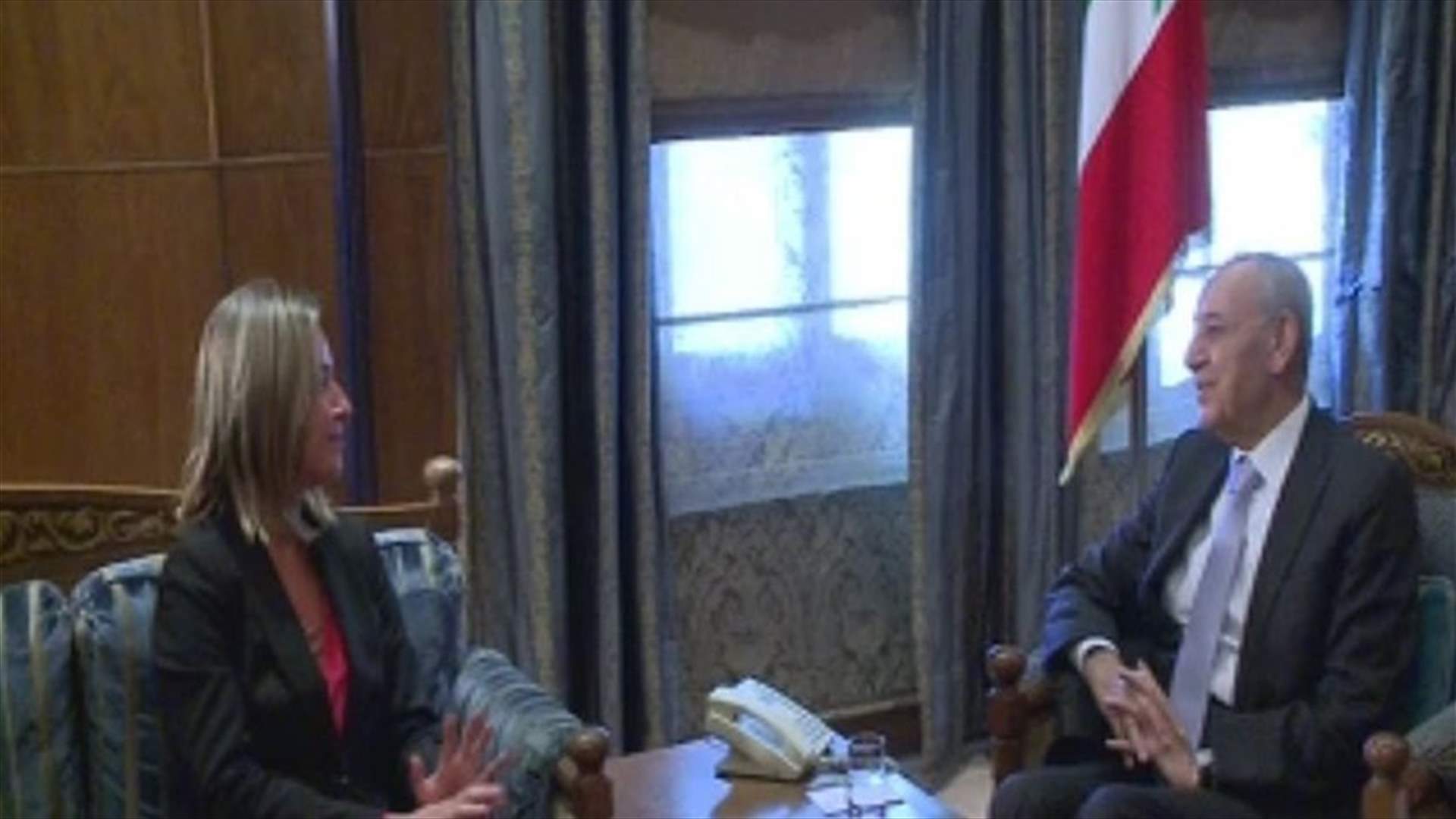 Berri meets with Mogherini, calls on EU to play effective role in demarcating maritime borders