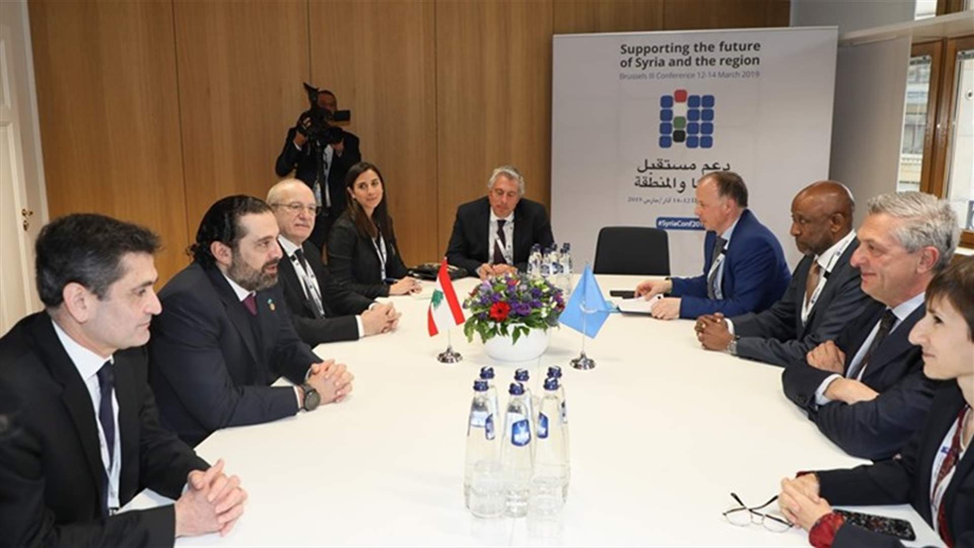 الحريري التقى وزير خارجية الاردن وبيدرسون ورايبرن في بروكسل