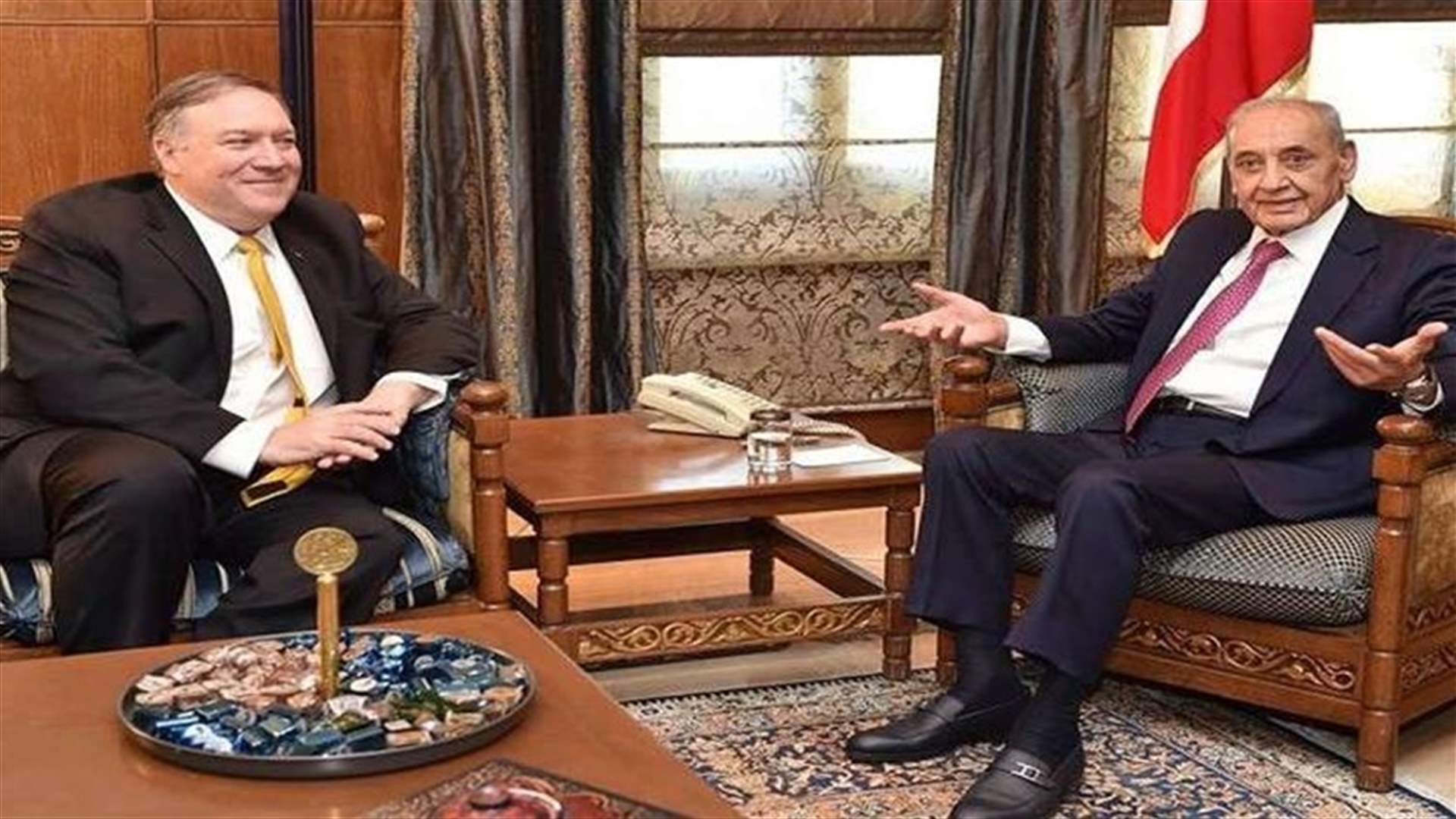 مصادر بري لـ"الشرق الاوسط": أهمية زيارة بومبيو أنها أنهت اقتراح هوف لترسيم الحدود البحرية