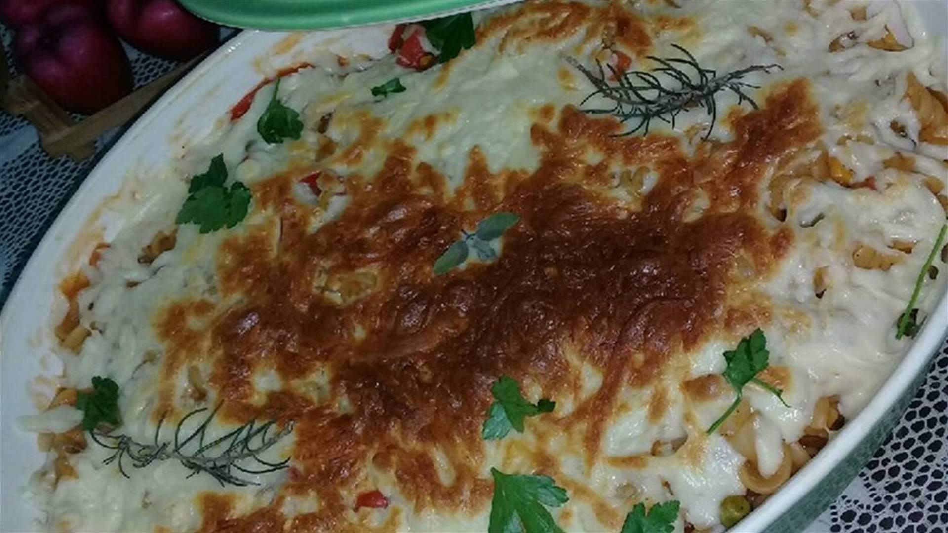 طريقة تحضير المعكرونة بالخضار والجبنة الشهية