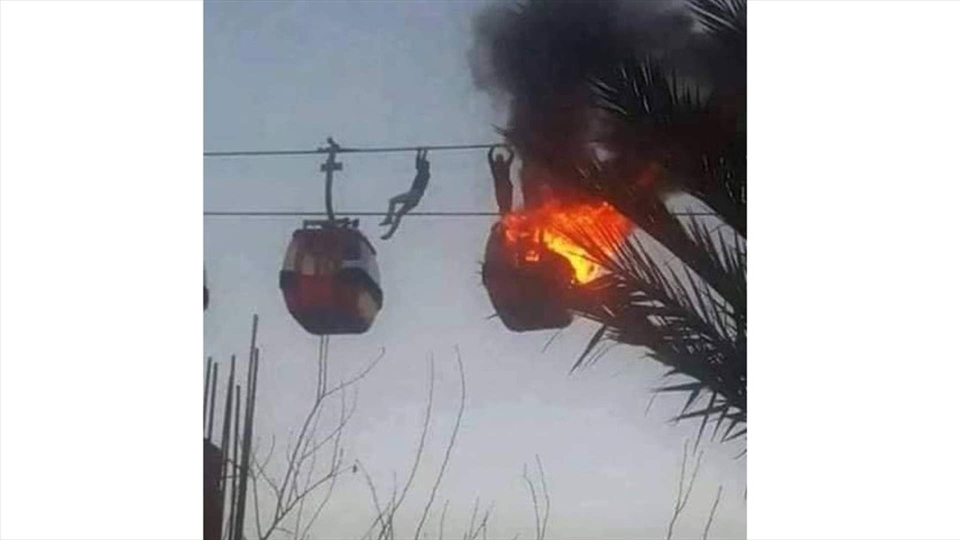ما صحة احتراق عربة تلفريك في جونيه؟