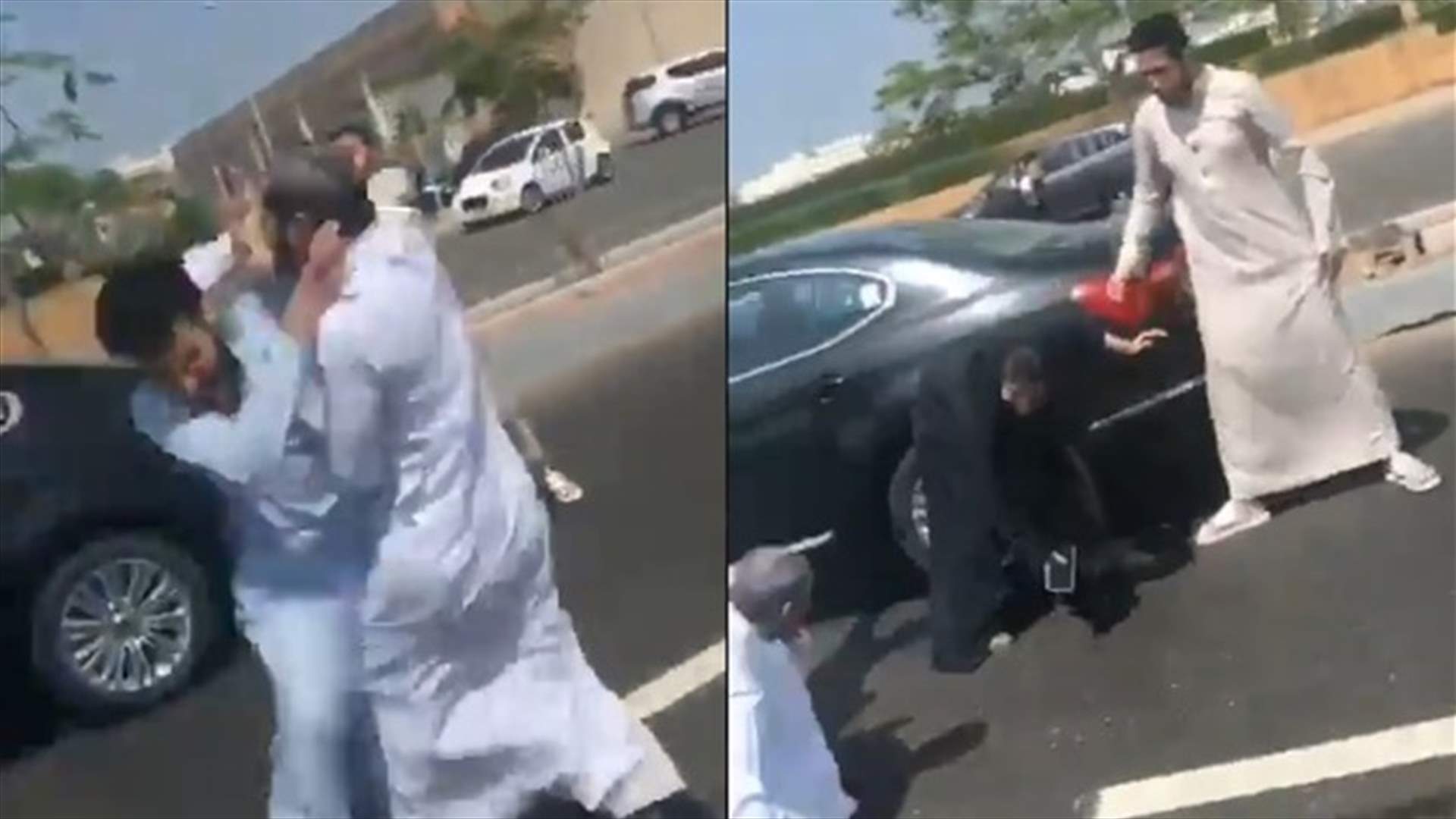 مسنة ومسنّ يتعرضان للضرب من قبل شابين في السعودية (فيديو صادم)