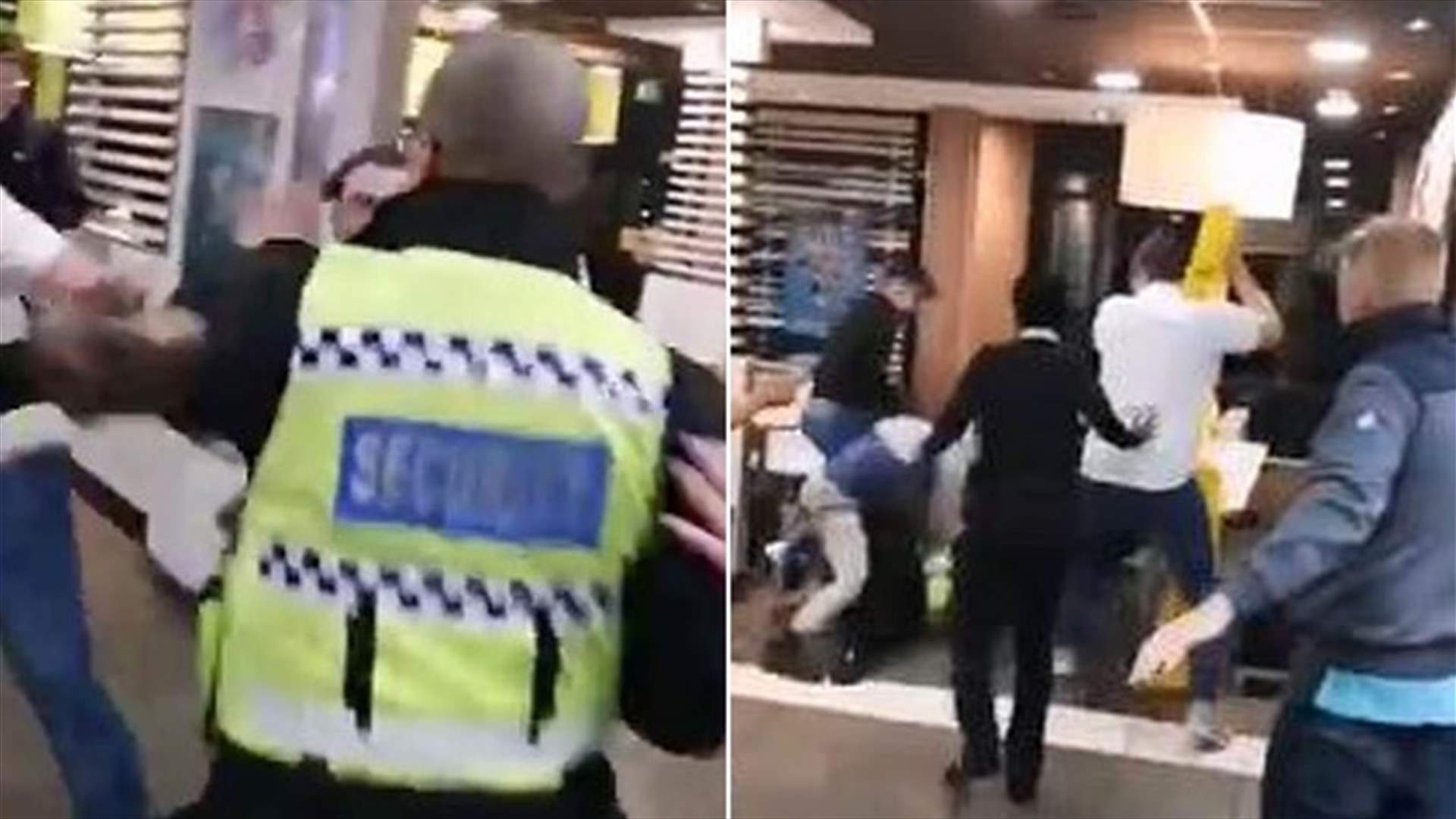 شجار عنيف في مطعم شهير... ورجل أمن يتعرّض لضربة قوية (فيديو)