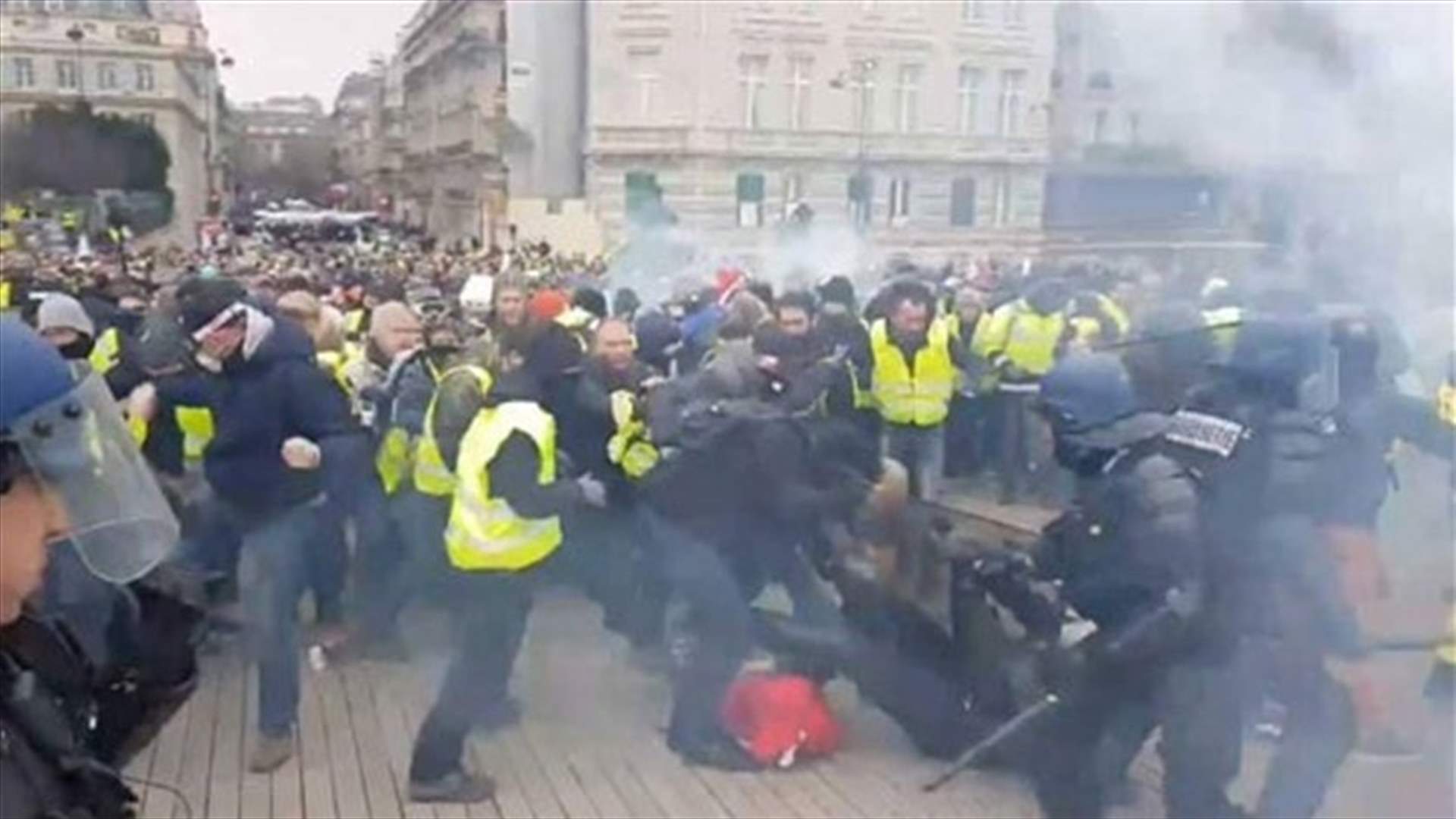 French police fire tear gas at protesters in Paris May Day rally
