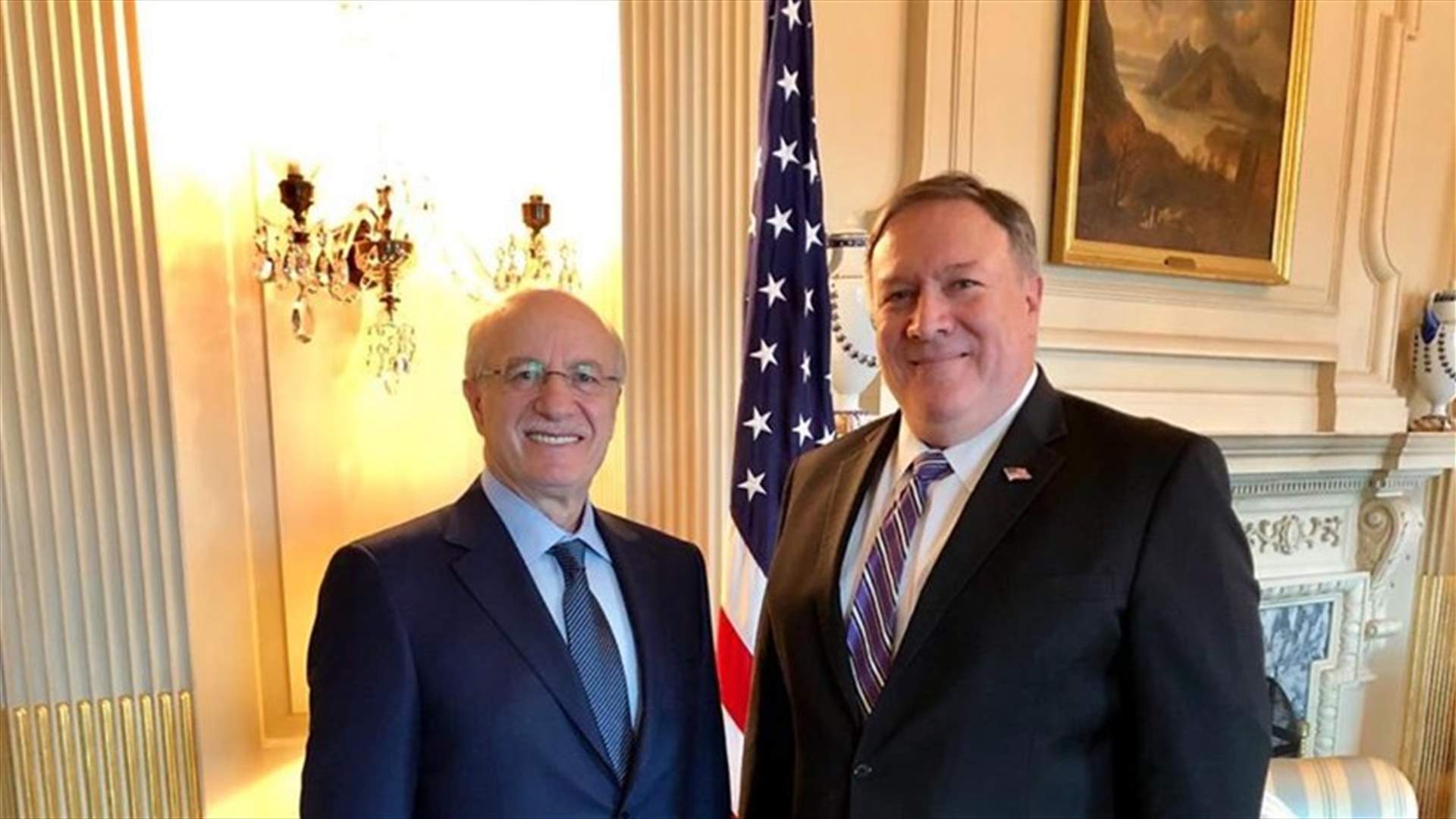 بومبيو يؤكد للخوري الدعم الكامل للبنان ولحكومة الحريري