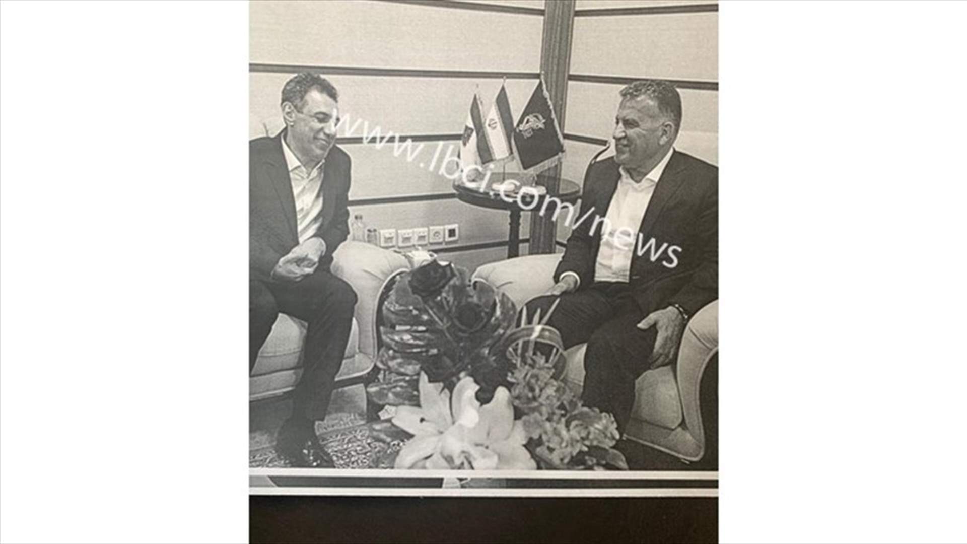 صورتان حصلت عليهما الـLBCI عن لقاء جمع عباس ابراهيم ونزار زكا في إيران