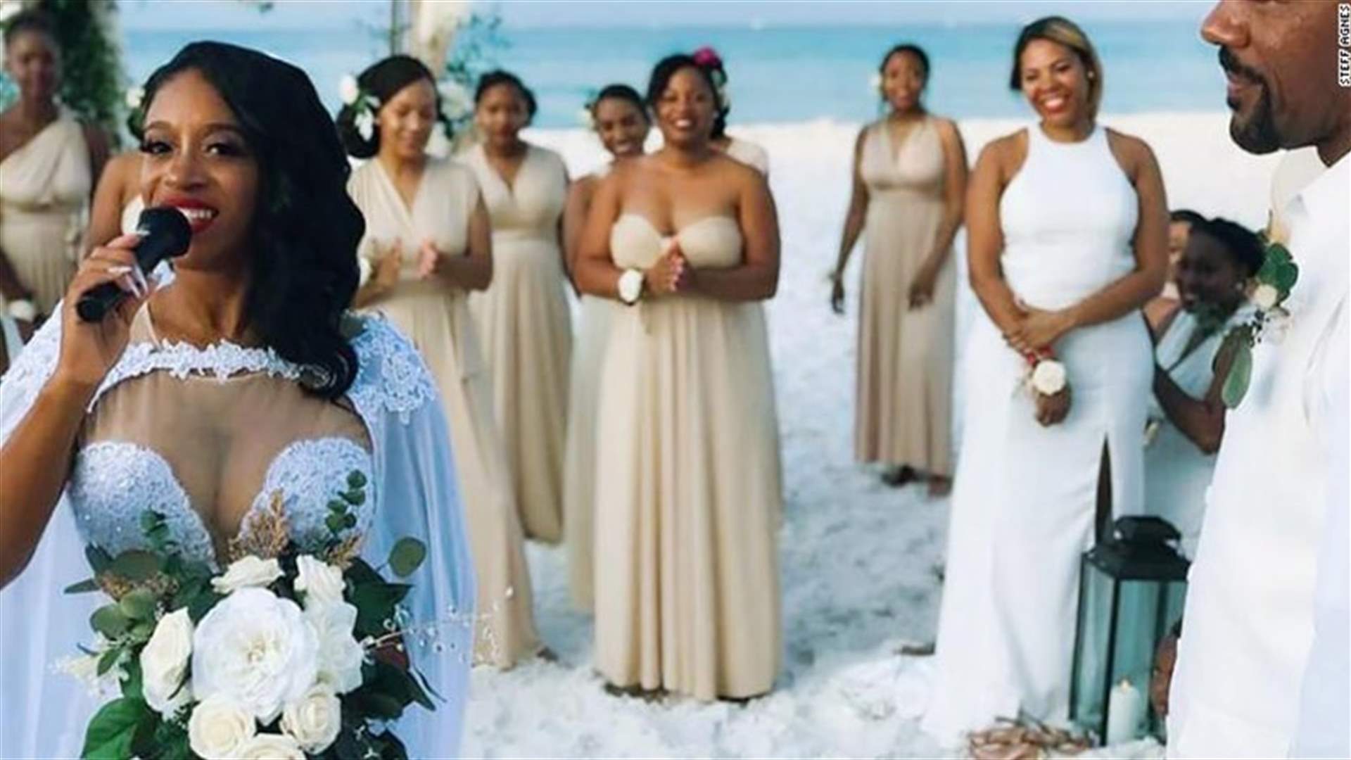 عروس تتزوج بحضور 34 إشبينة... صور من حفل الزفاف