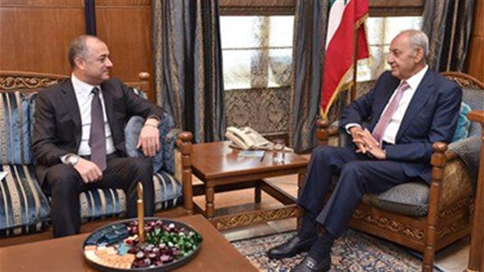 Speaker Berri meets Minister Bou Saab, MP Hekmat Dib