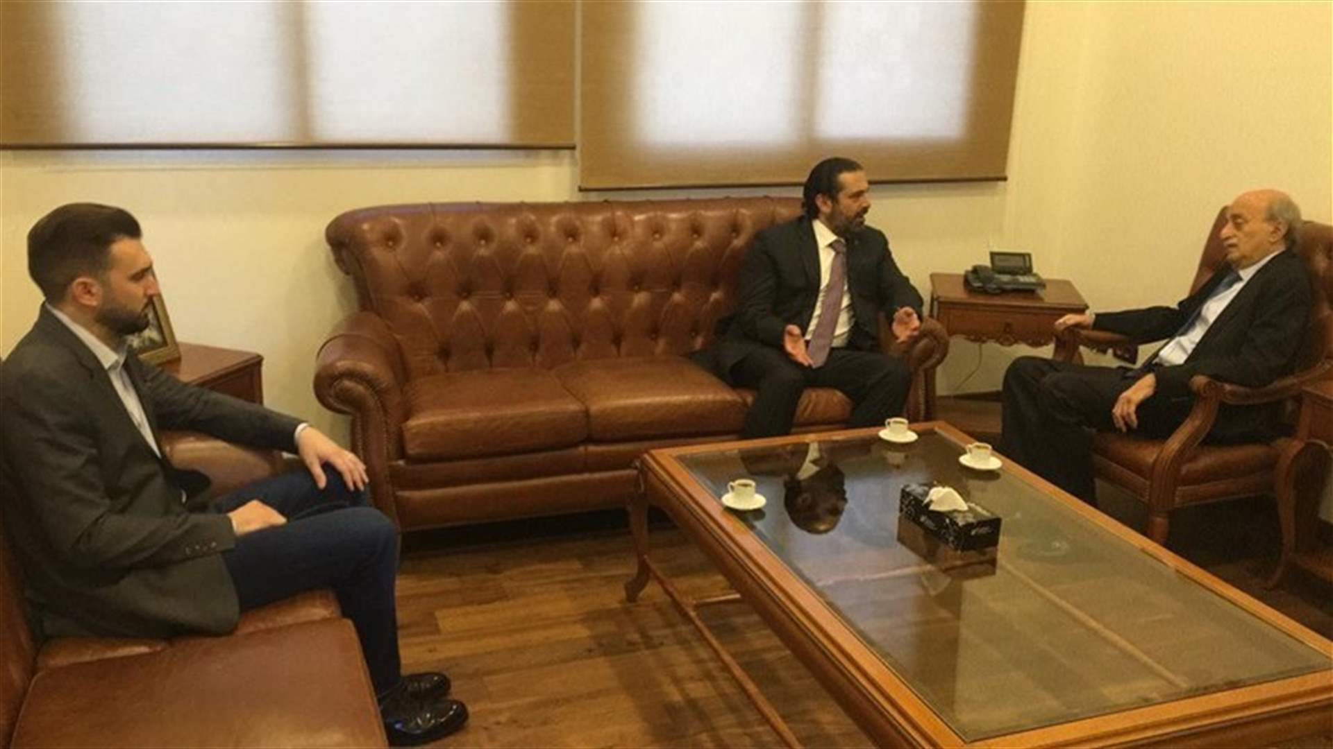 Hariri meets with Jumblatt at the Druze Sect House in Verdun