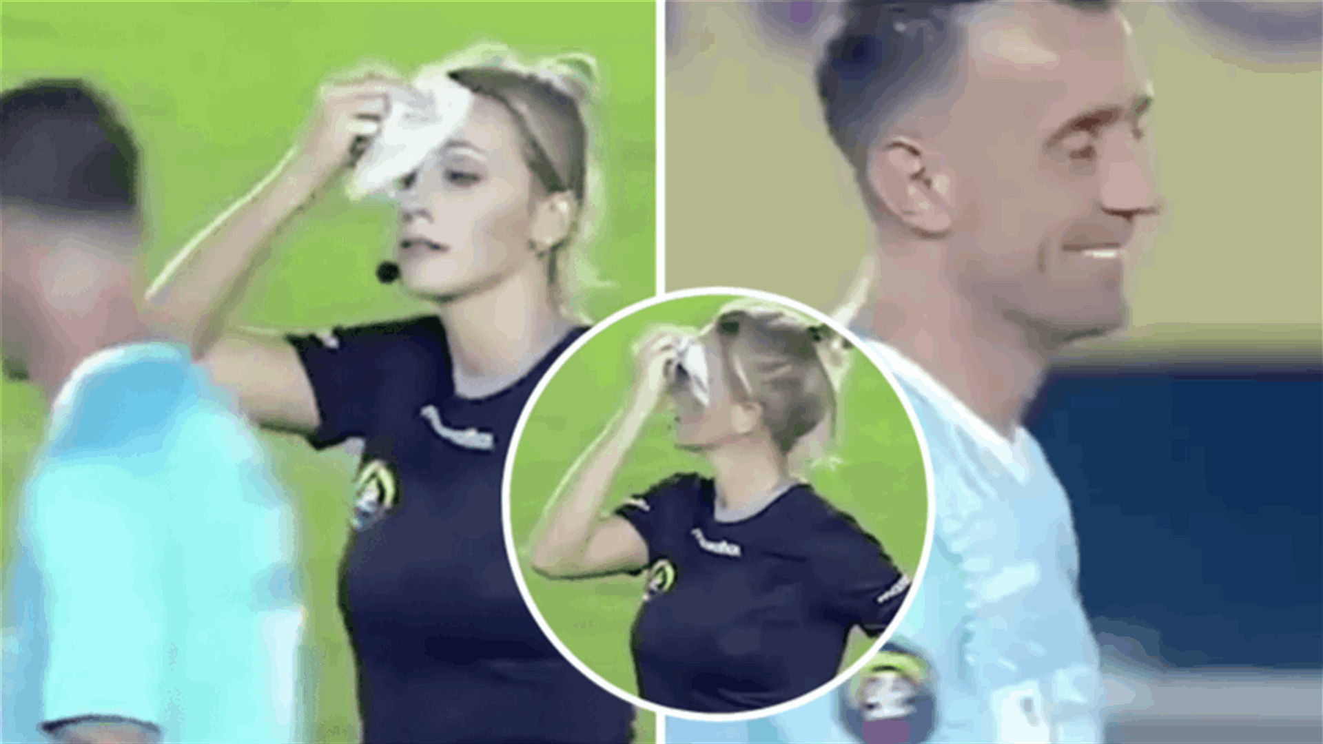 الحكم البرازيلية الحسناء "تحتال" على لاعب وتشعل الإنترنت (فيديو)