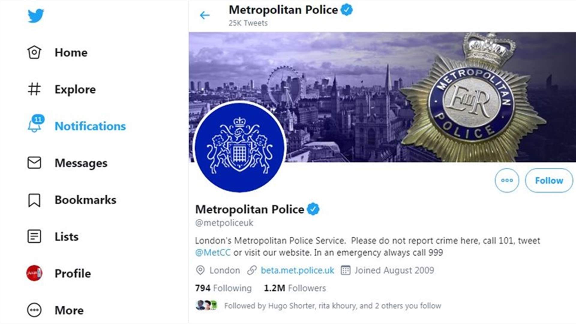 قرصنة حساب شرطة لندن عبر تويتر... ونشر رسائل غامضة ومسيئة (صور)