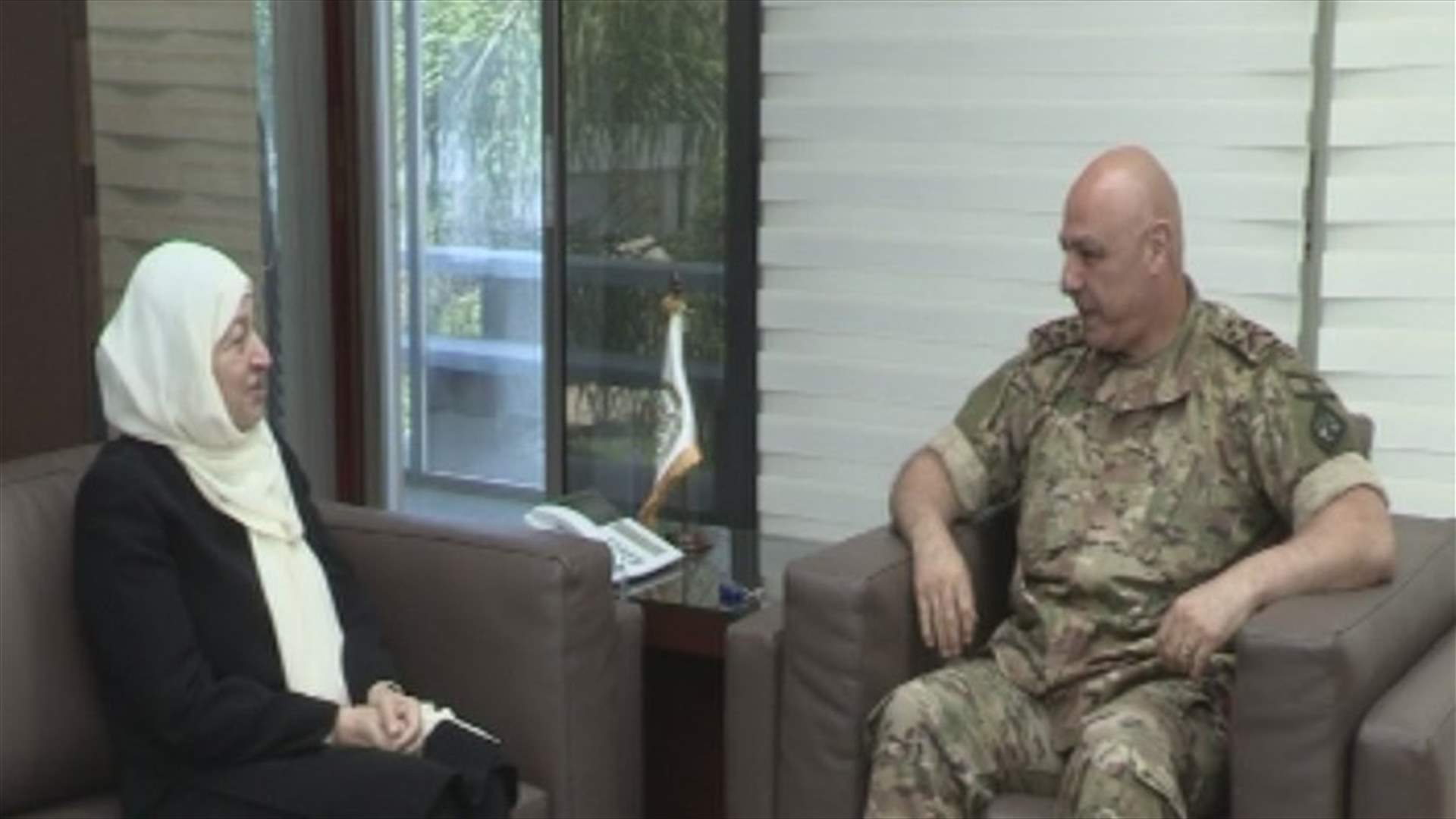LAF chief Joseph Aoun tackles general situation with MP Bahia Hariri