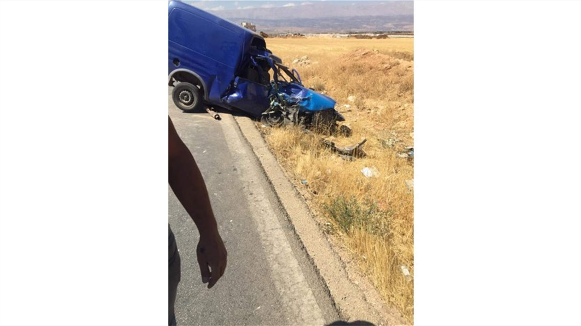 حادث سير مروّع على طريق بوداي- بعلبك يودي بحياة شخص (صورة)