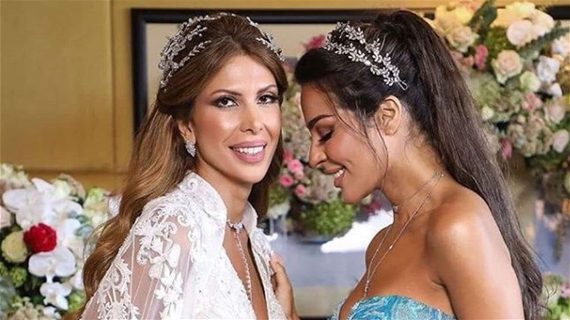 إطلالة نادين نسيب نجيم في زفاف صديقتها.. إشبينة ارتدت تاج الجمال مجدداً (فيديو)