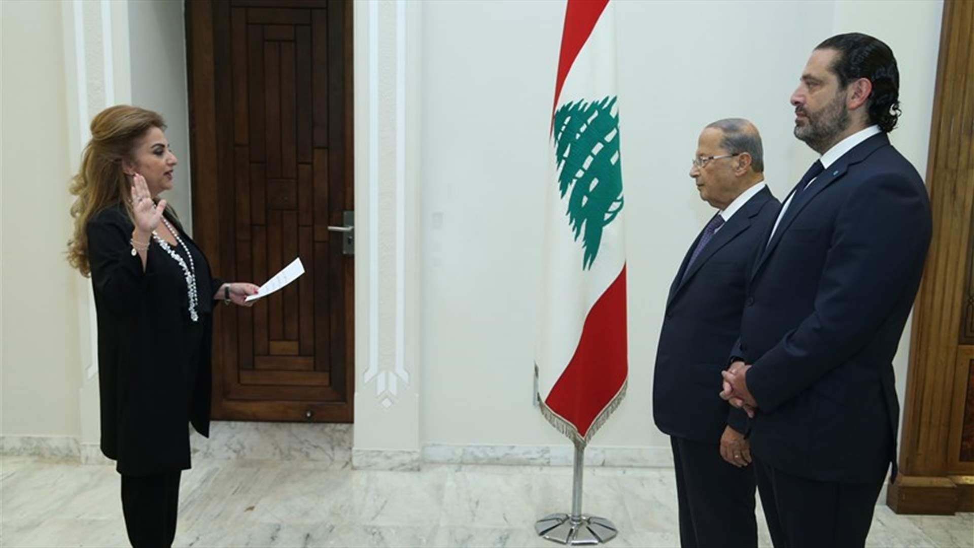 بدران وغنطوس أقسما اليمين أمام عون بحضور الحريري