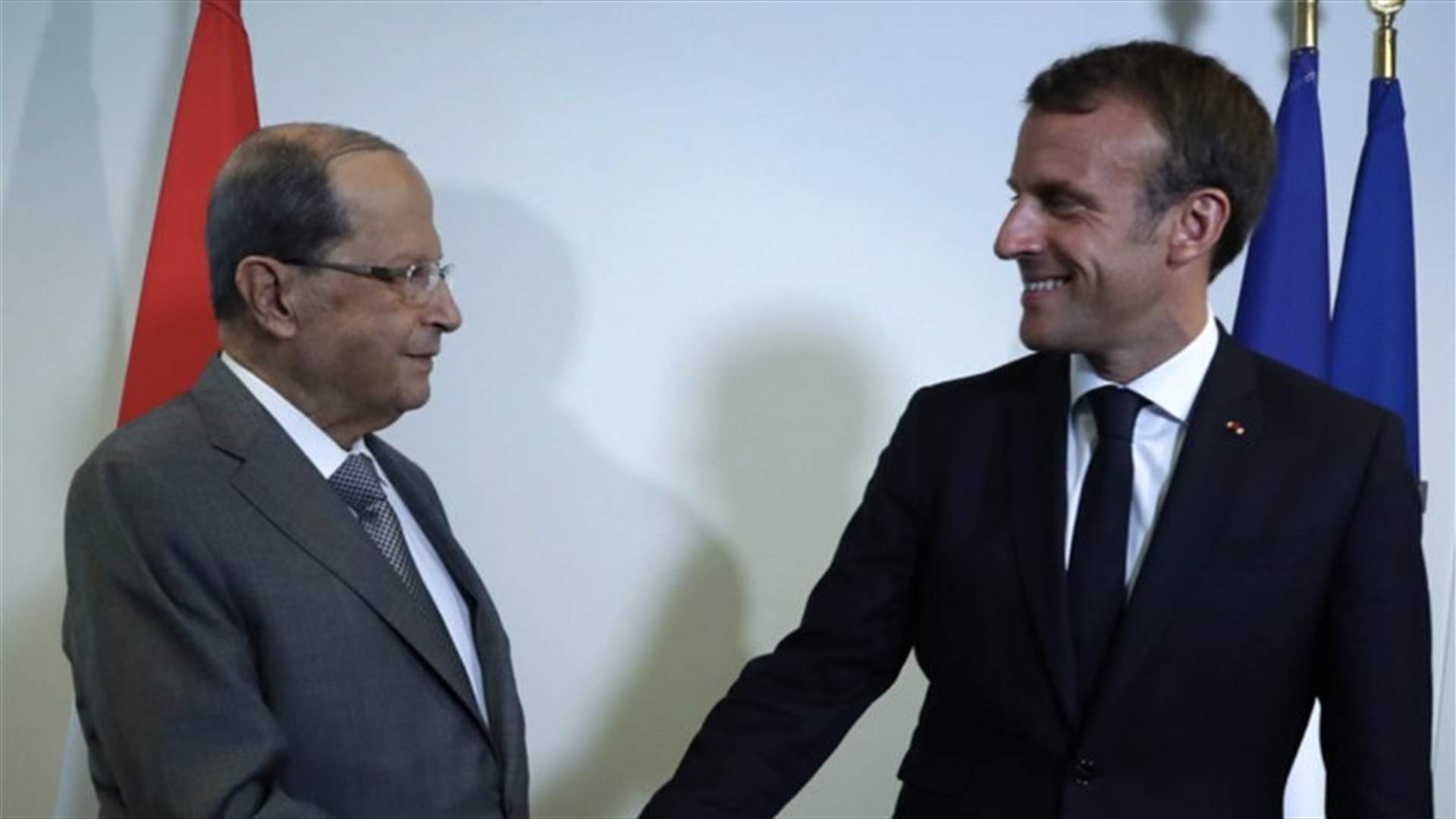 Aoun, Macron meet, agree to strengthen cooperation, bolster bilateral relations and activate Cedre