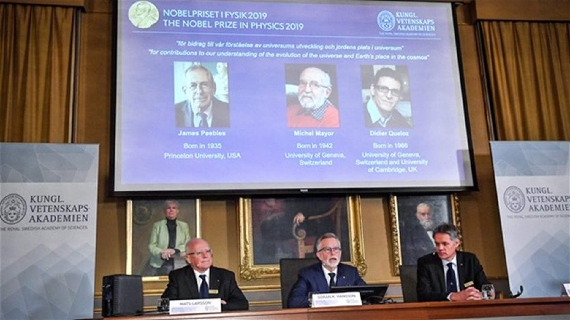 Peebles, Mayor, Queloz win Nobel physics prize for discoveries in astronomy