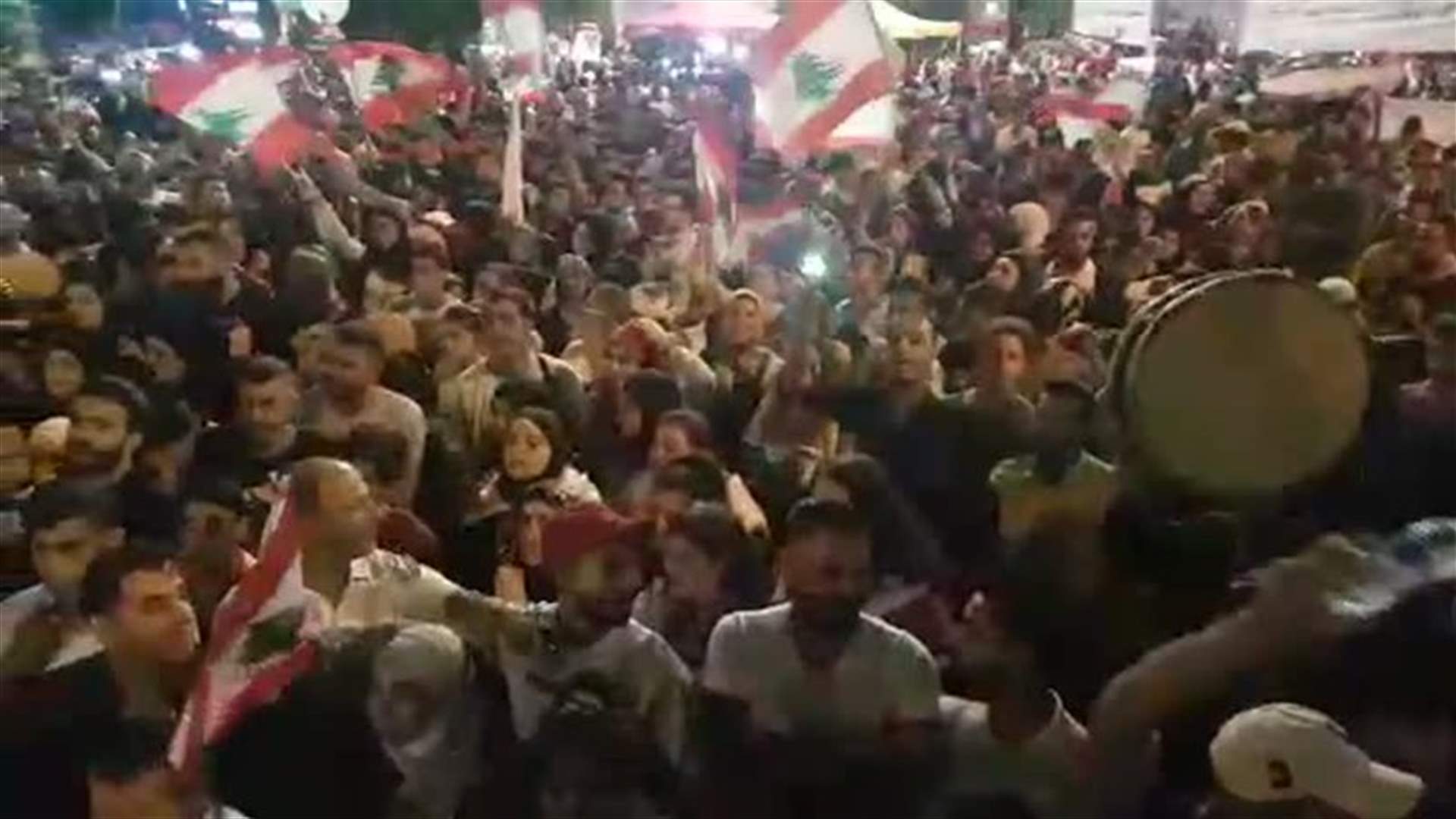أجواء تظاهرة صيدا في الليلة السابعة من &quot;ثورة الشعب&quot; (فيديو)
