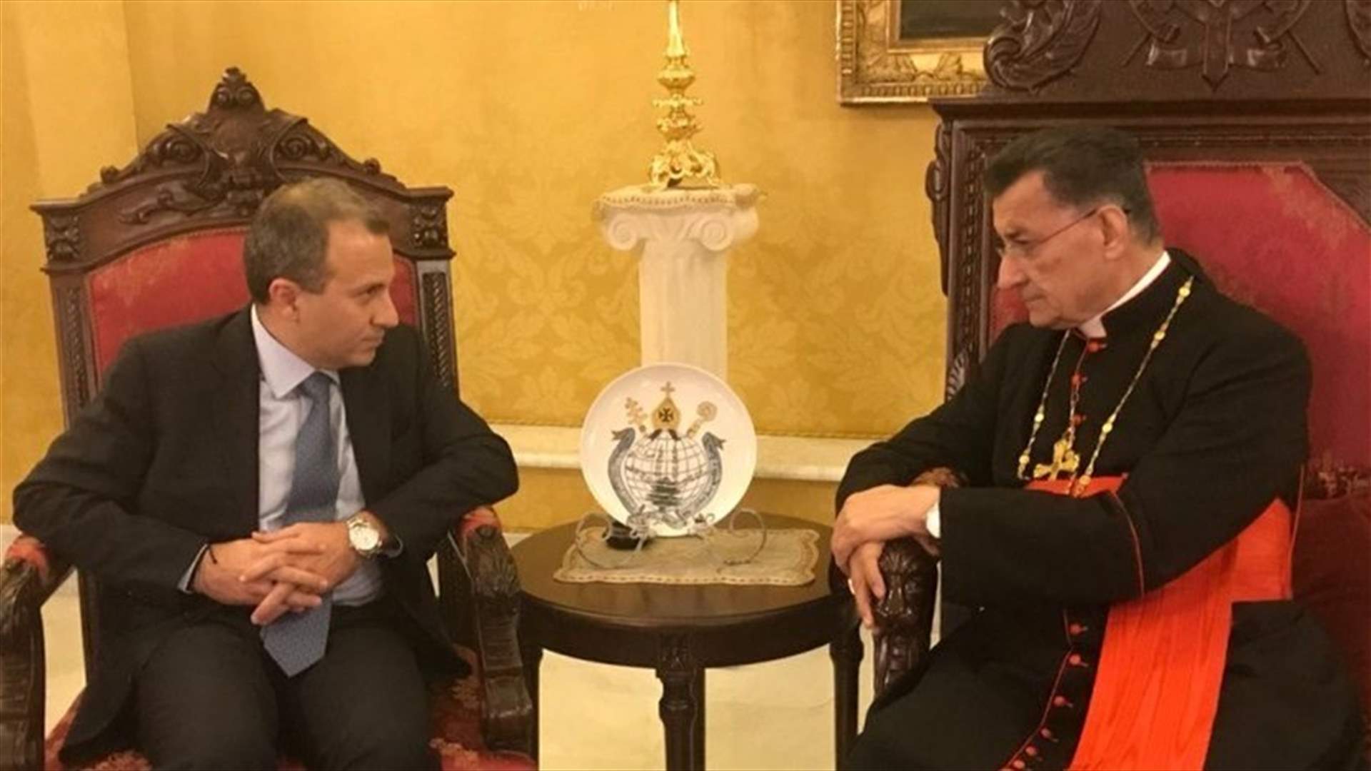 Patriarch Rai meets with Bassil in Bkerke