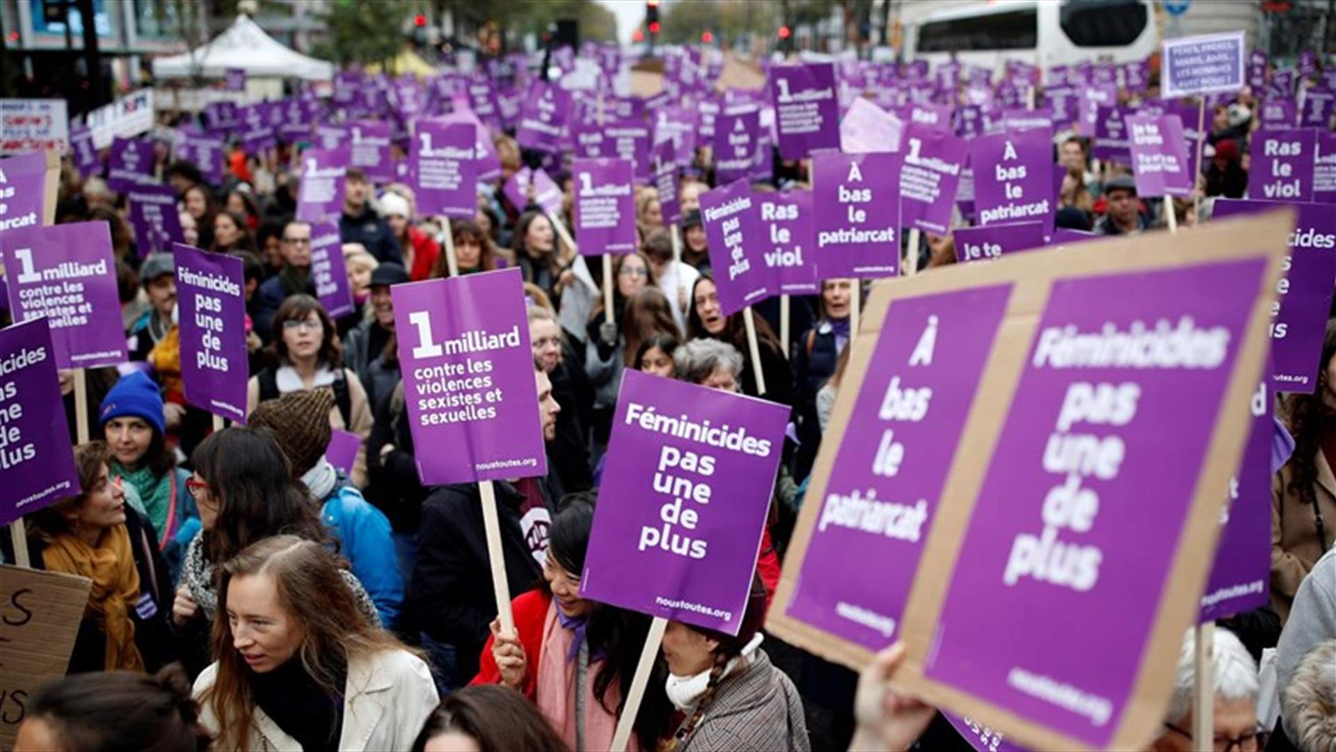 Tens of thousands march in France to condemn domestic violence