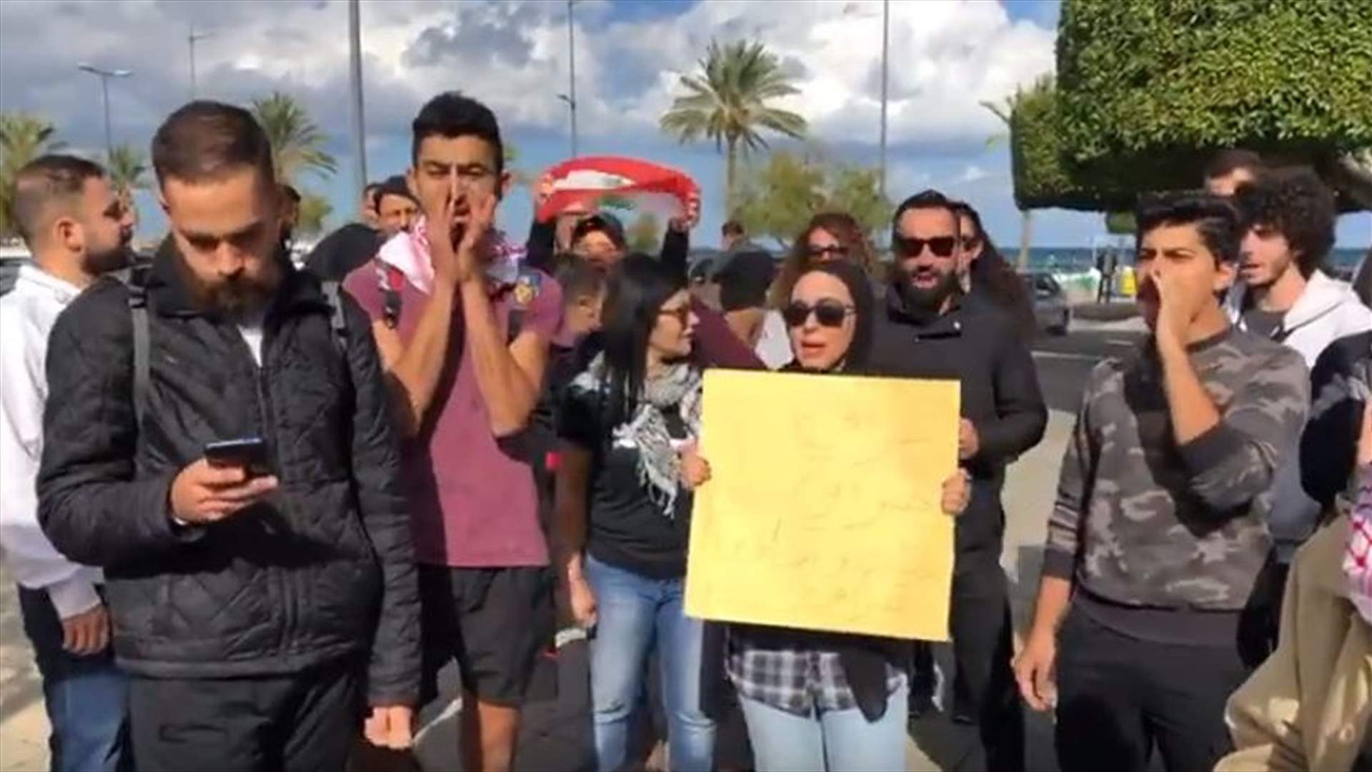 اعتصام امام مصرف لبنان في صور... (فيديو)