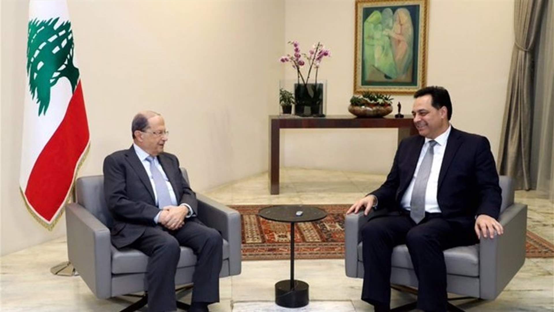 President Aoun meets PM-Designate Diab in Baabda