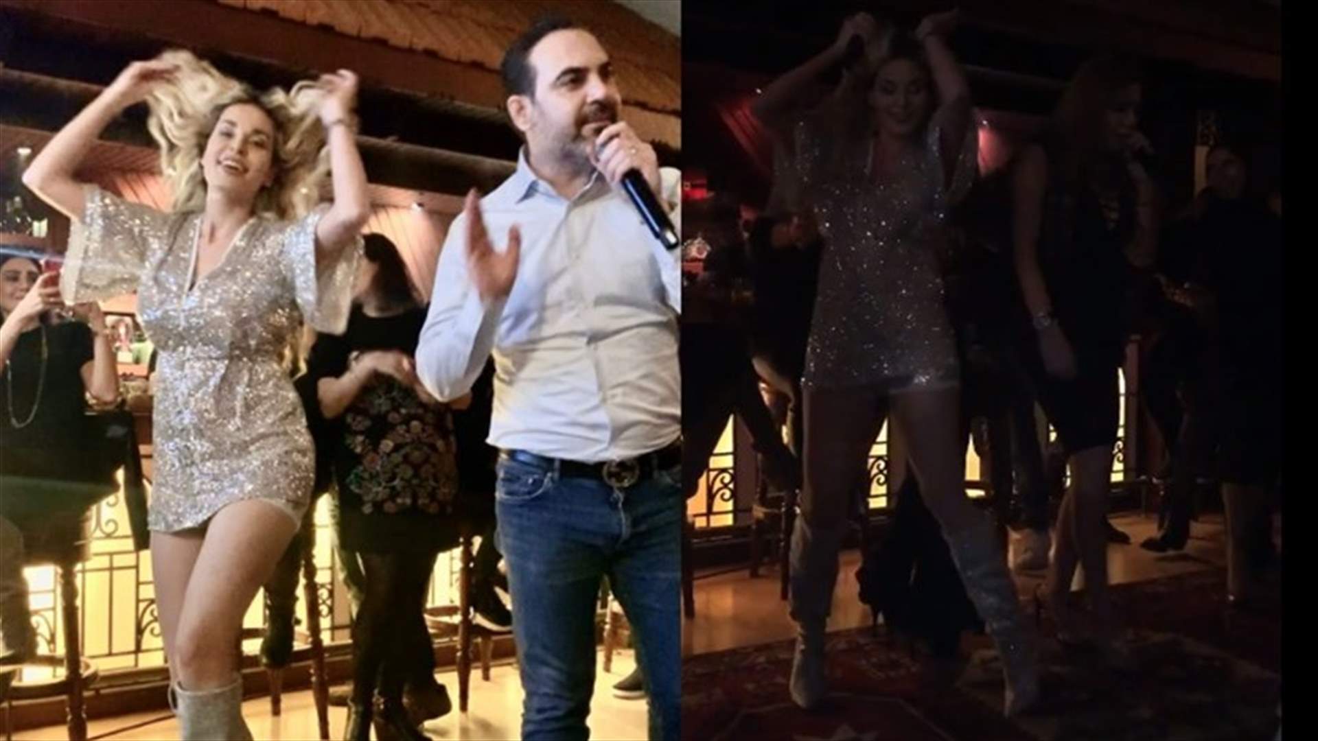 أجواء صاخبة في فيلا بجبال لبنان.. دومينيك حوراني وفيفيان عازار تغنيان ووائل جسّار أراد المغادرة (فيديو)