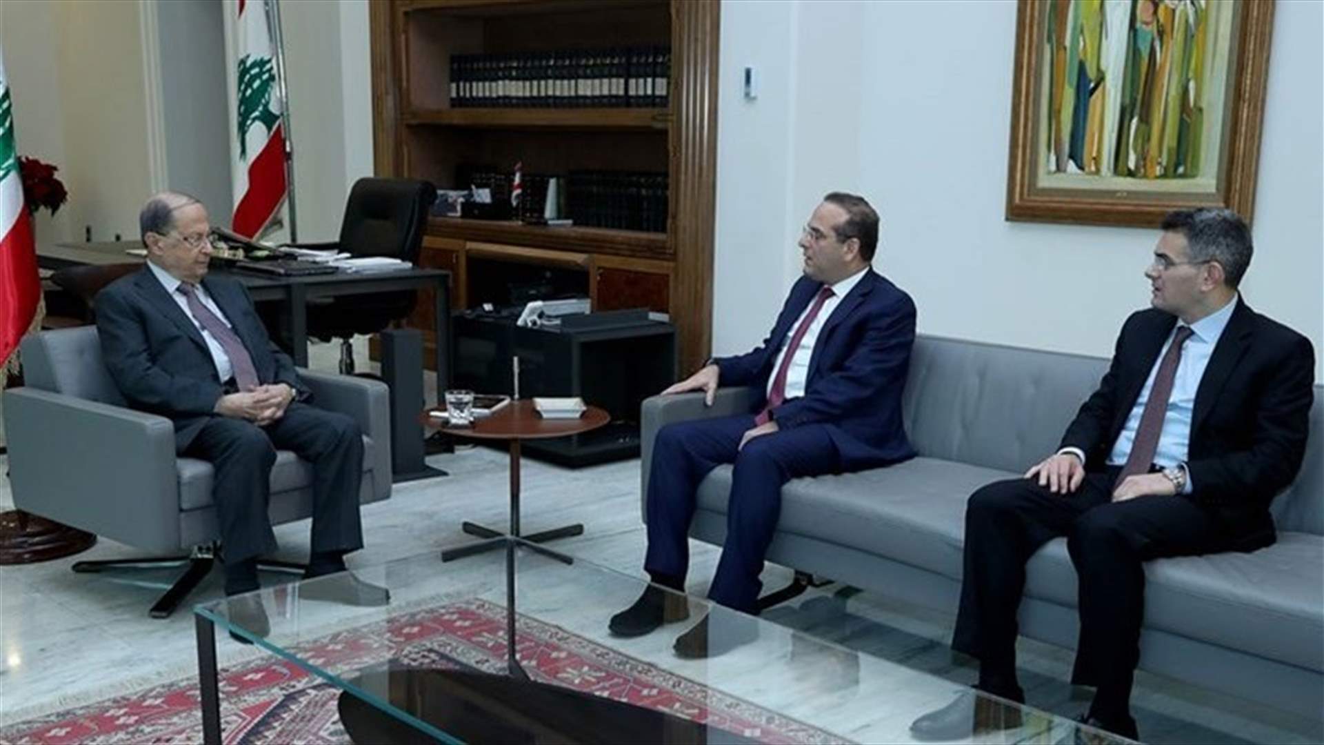 President Aoun meets with former Minister Khoury, MP Eddy Maalouf
