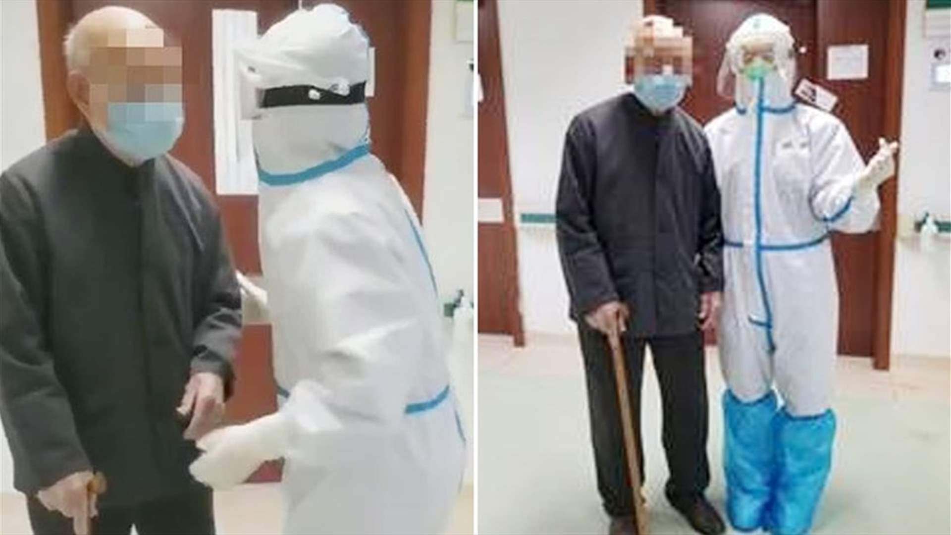 صيني يبلغ من العمر 101 سنة يتعافى من فيروس كورونا ويعود للإهتمام بزوجته (فيديو)