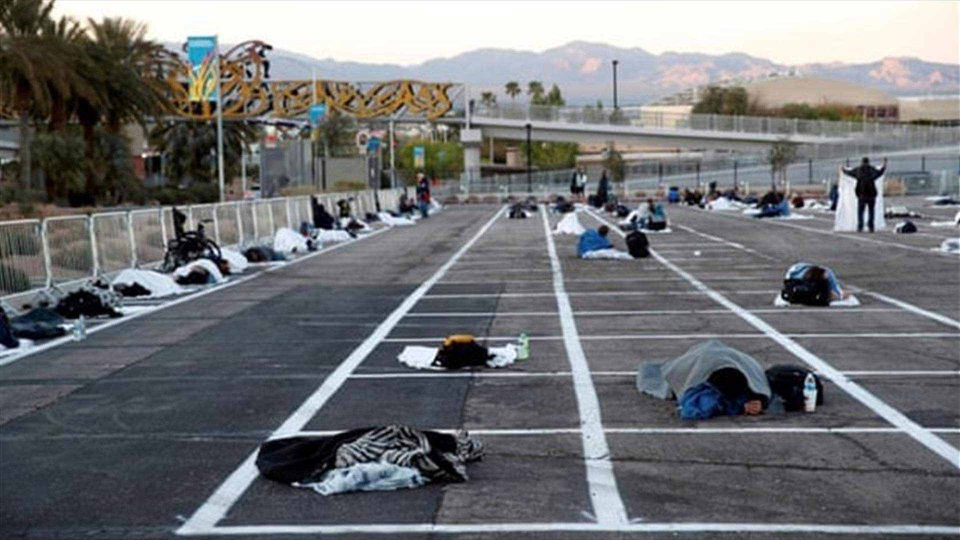 Las Vegas parking lot becomes social distance-designated homeless shelter