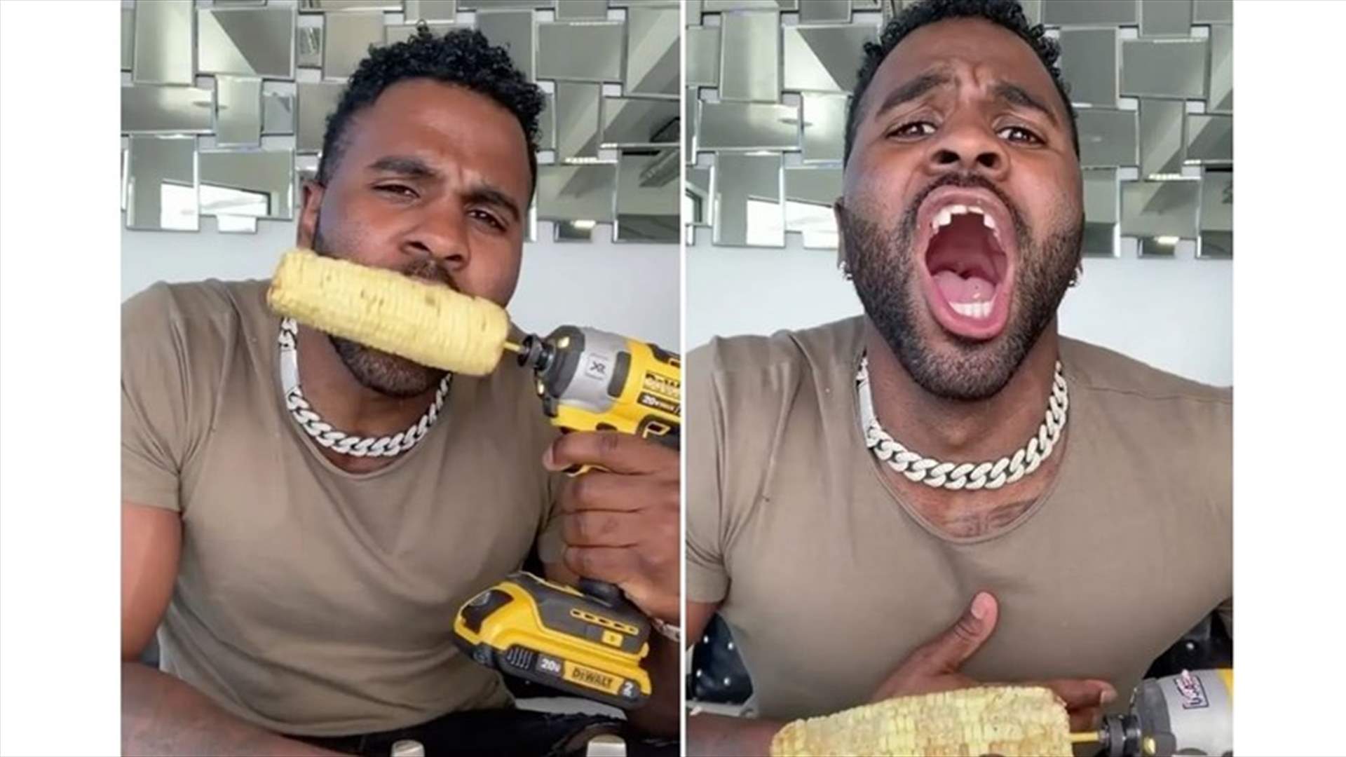 المغني جيسون  ديرولو يفقد أسنانه خلال مشاركته بتحدي "المثقب" (فيديو)
