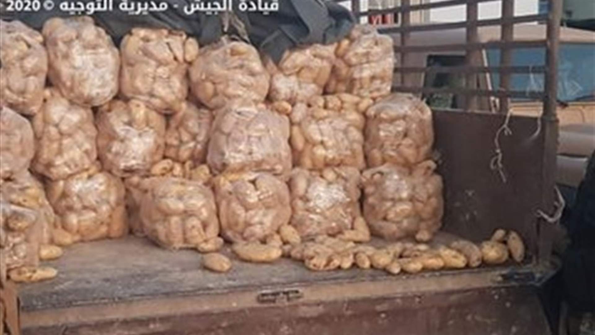الجيش: ضبط نحو طن ونصف الطن من البطاطا المعدّة للتهريب (صوَر)