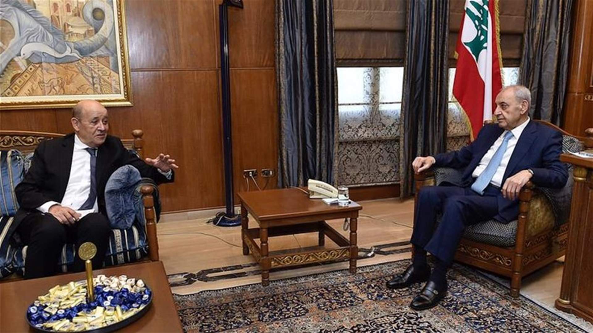بري استقبل لودريان وعرض الاوضاع مع عكر ووزيري الداخلية والبيئة