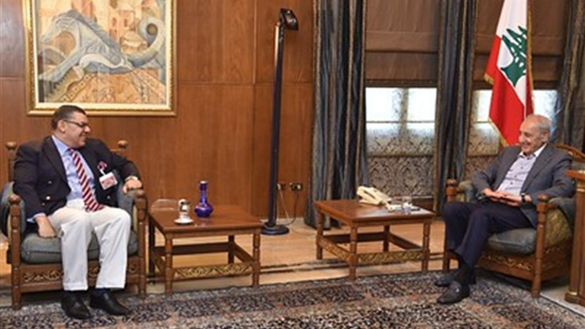 بري عرض مع السفير المصري الأوضاع العامة والعلاقات الثنائية بين البلدين