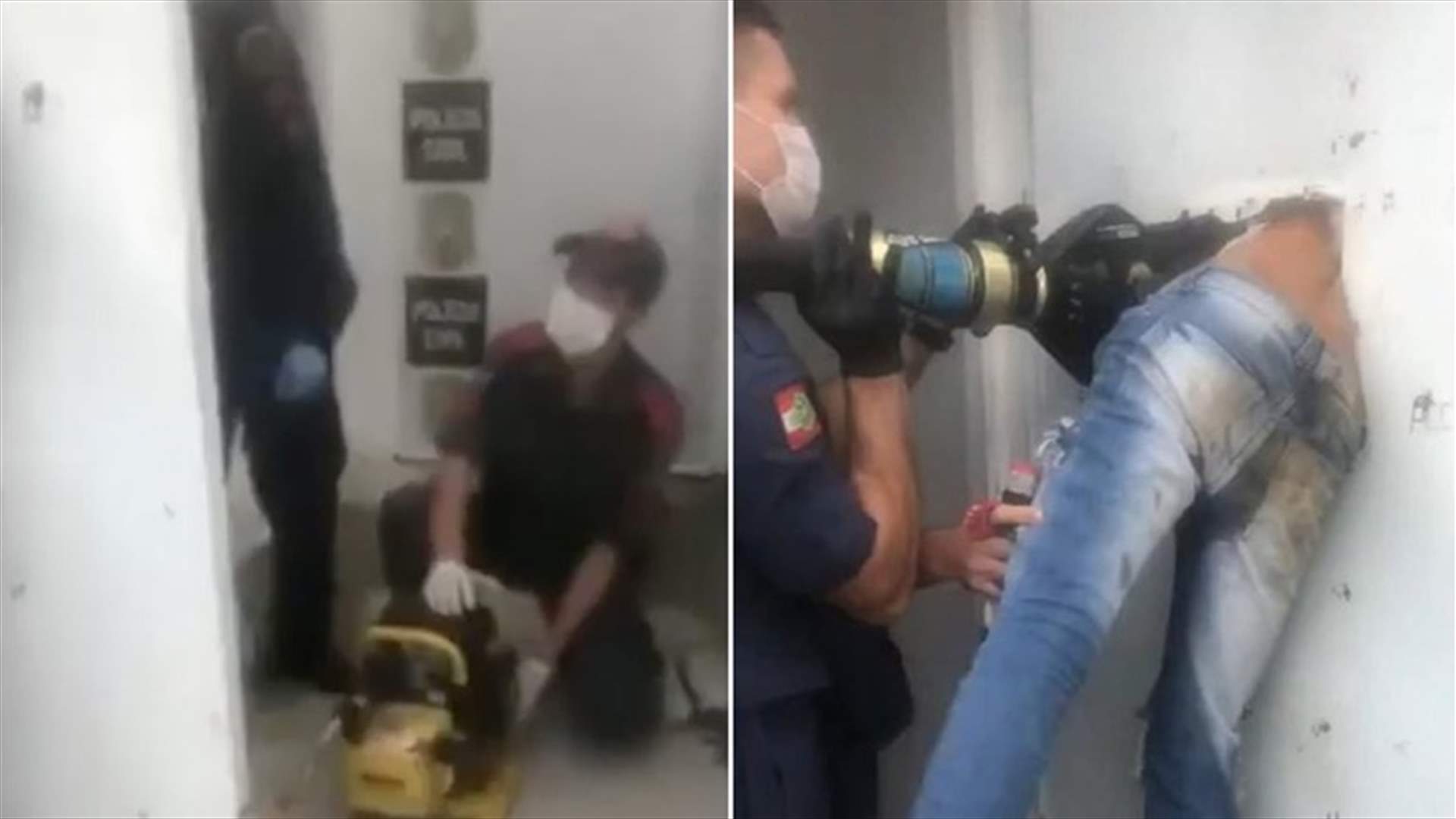 في محاولة هروب باءت بالفشل... سجين علق في حفرة حائط الزنزانة (فيديو)